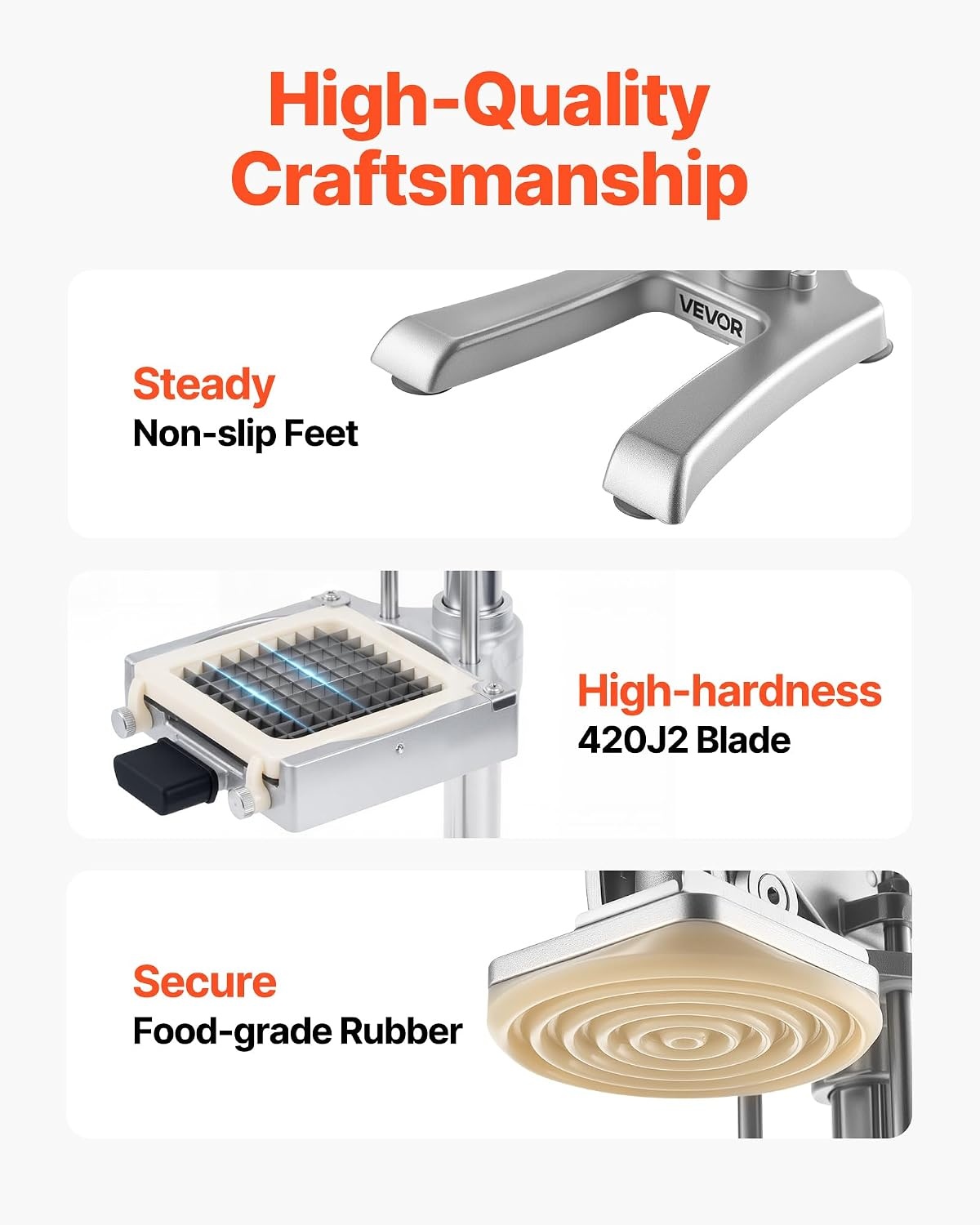 image:imageVEVOR French Fry Cutter Ergonomic Potato Slicer with 3 Blades 12 38 14 amp Juicer Plate EasyReplace Vegetable Chopper Dicer for Carrot Onion Lemon Ideal for Home amp Commercial Kitchens14 38 12 Juicer Plate