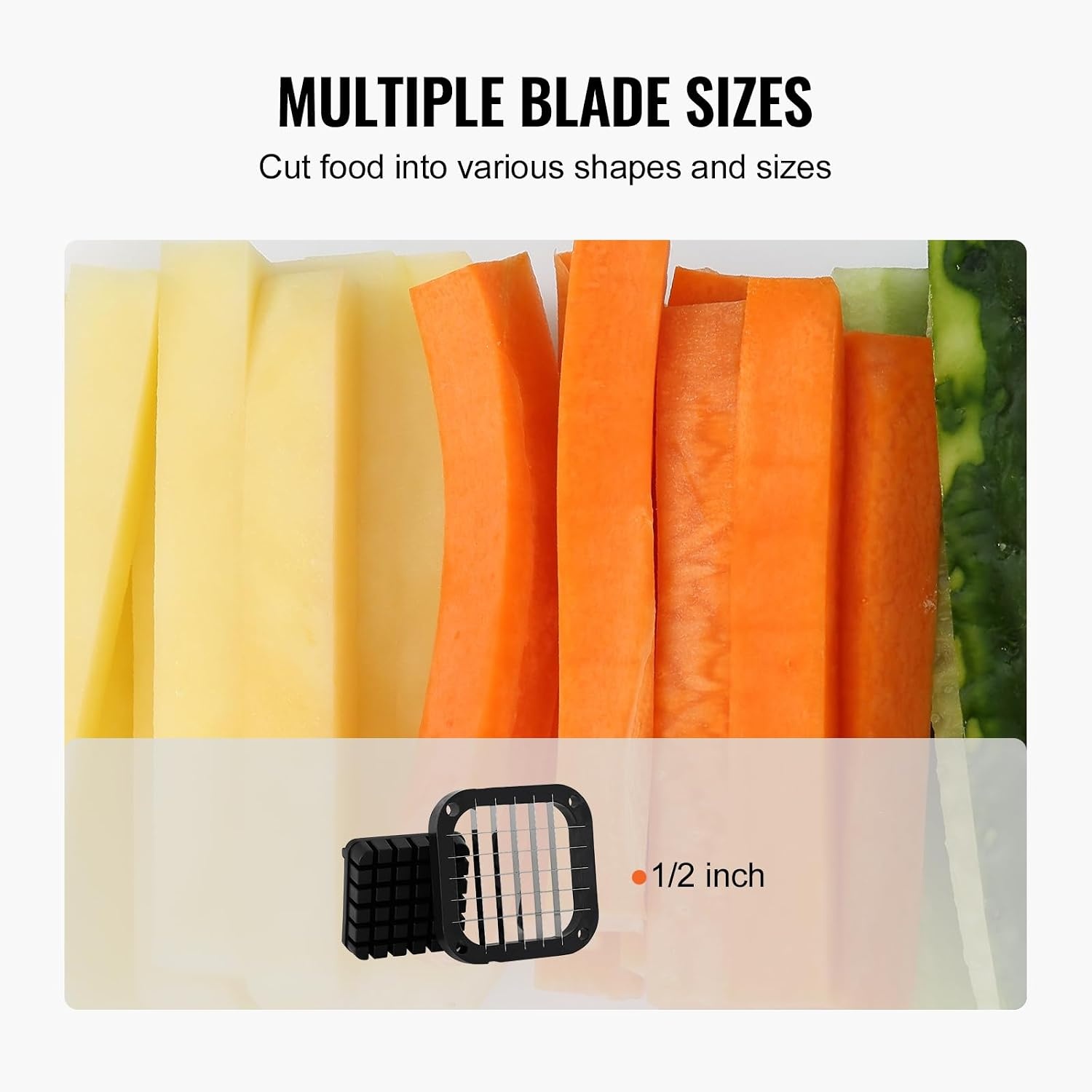 image:imageVEVOR French Fry Cutter Potato Slicer with 12 38 14 Stainless Steel Blades Manual Potato Cutter Chopper with Suction Cups Great for Potato French Fries Cucumber Vegetables Carrot12 inch