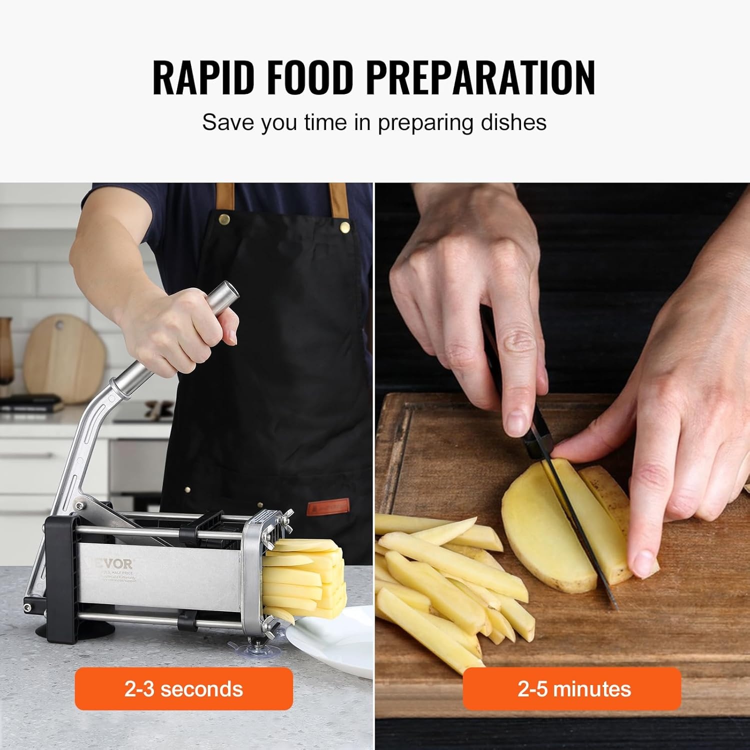 image:imageVEVOR French Fry Cutter Potato Slicer with 12 38 14 Stainless Steel Blades Manual Potato Cutter Chopper with Suction Cups Great for Potato French Fries Cucumber Vegetables Carrot12 inch 38 inch