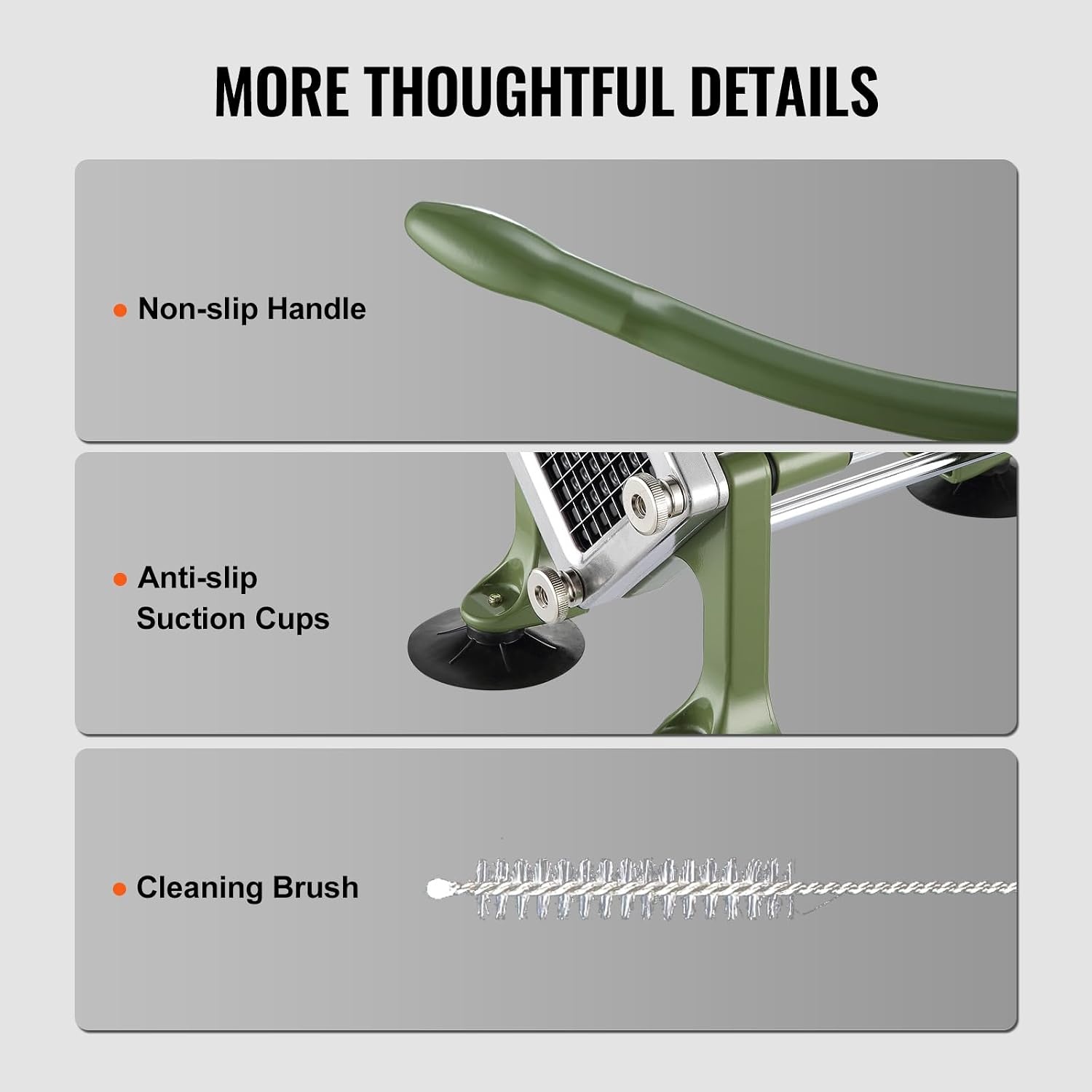 image:imageVEVOR French Fry Cutter Potato Slicer with 12Inch Stainless Steel Blade Manual Potato Cutter Chopper with Suction Cups Great for Potato French Fries Cucumber Vegetables CarrotGreen