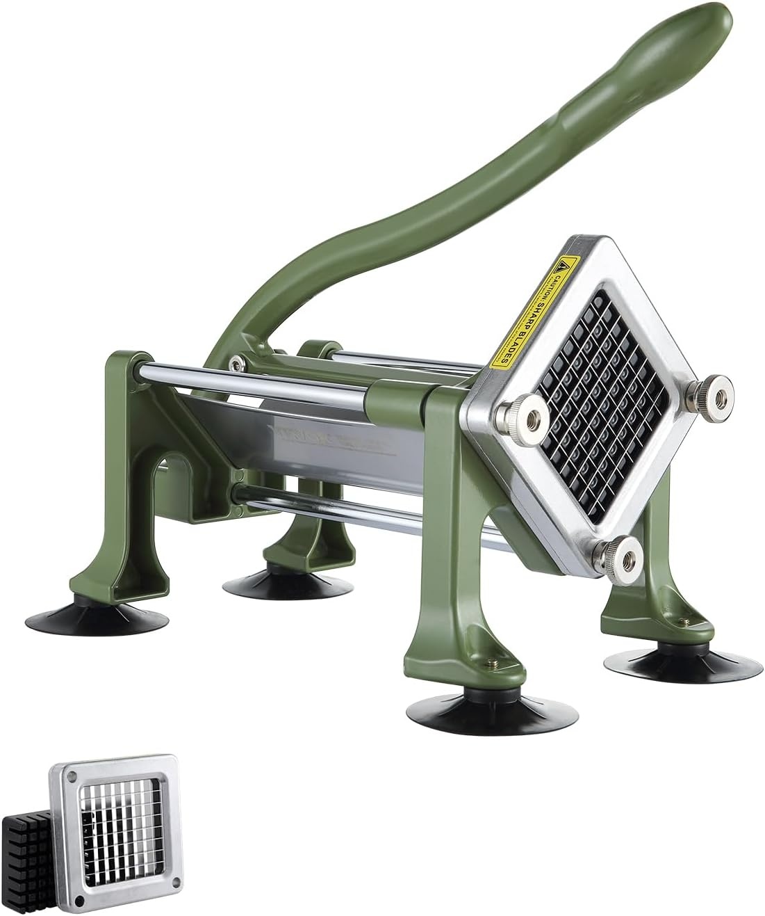 image:imageVEVOR French Fry Cutter Potato Slicer with 12Inch Stainless Steel Blade Manual Potato Cutter Chopper with Suction Cups Great for Potato French Fries Cucumber Vegetables CarrotGreen