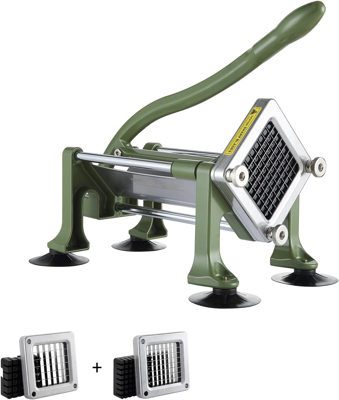 image:imageVEVOR French Fry Cutter Potato Slicer with 12Inch Stainless Steel Blade Manual Potato Cutter Chopper with Suction Cups Great for Potato French Fries Cucumber Vegetables CarrotGreen