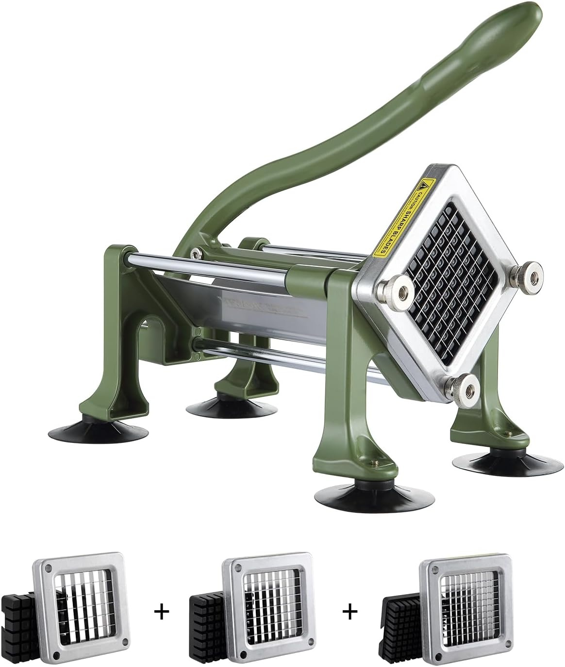 image:imageVEVOR French Fry Cutter Potato Slicer with 12Inch Stainless Steel Blade Manual Potato Cutter Chopper with Suction Cups Great for Potato French Fries Cucumber Vegetables CarrotGreen