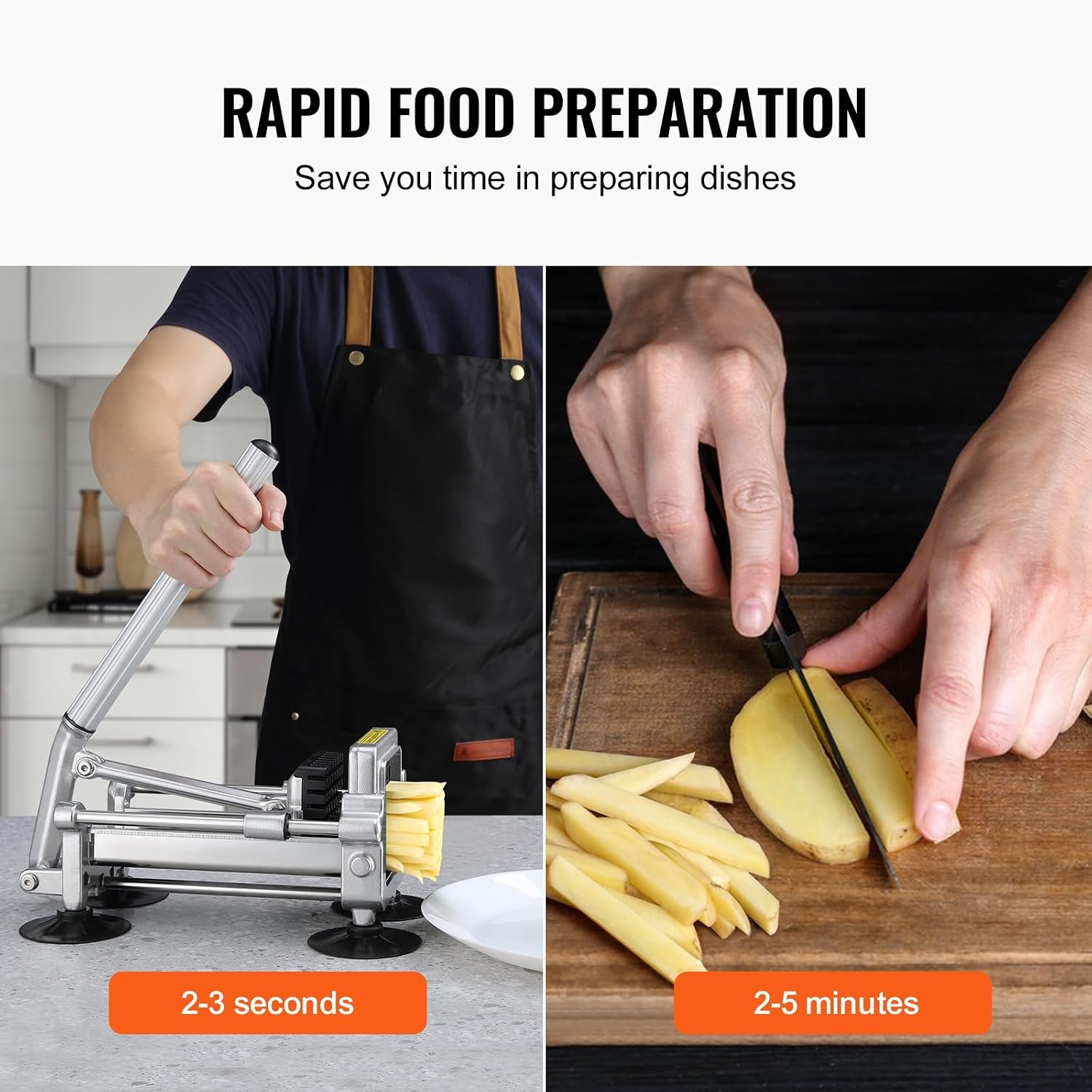 image:imageVEVOR French Fry Cutter Potato Slicer with 12Inch and 38Inch Stainless Steel Blades Manual Potato Cutter Chopper with Suction Cups Great for Potato French Fries Cucumber Vegetables Carrot12 inch38 inch Suctioncup