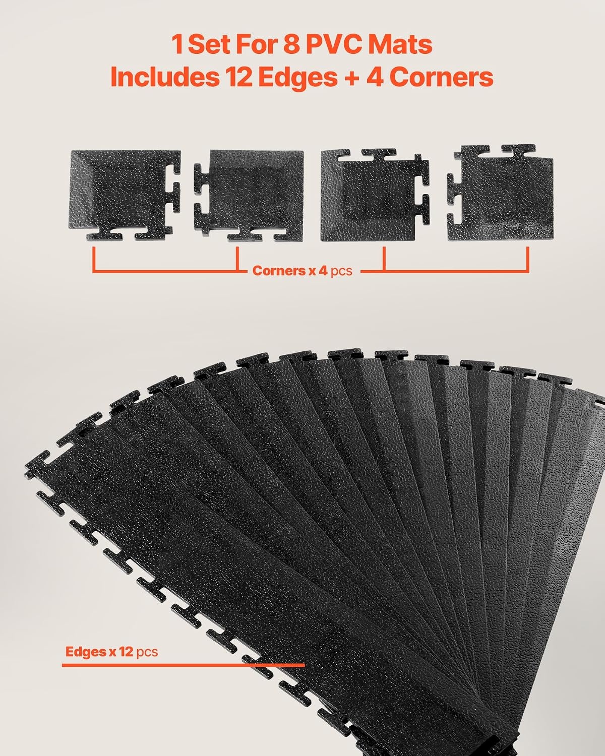 image:imageVEVOR Garage Floor Tiles 202 x 202 x 02 inch Interlocking Ease of Installation Diamond Plate SlipResistant Texture NonSlip Sturdiness for Garages Warehouse Tool Room Graphite Gray 8 PackBlack