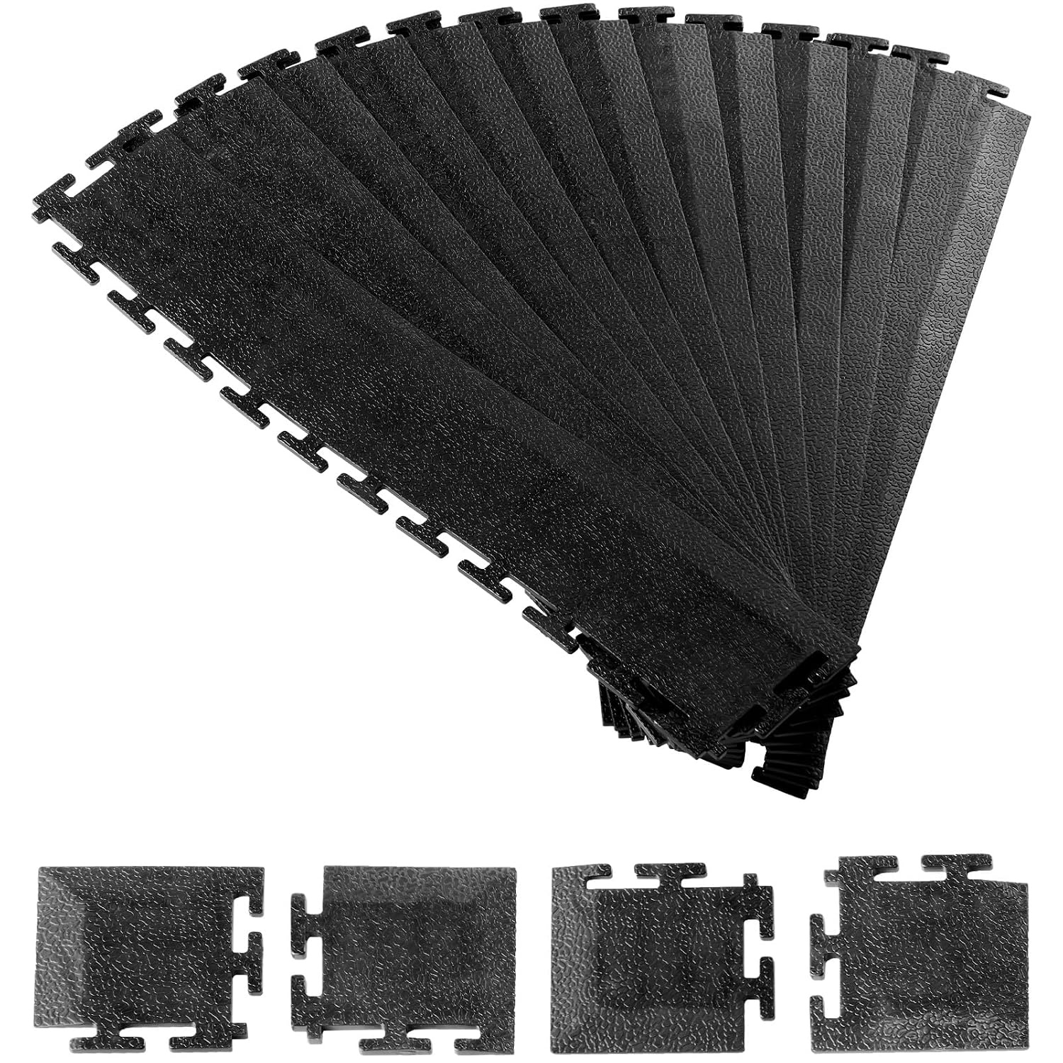 image:imageVEVOR Garage Floor Tiles 202 x 202 x 02 inch Interlocking Ease of Installation Diamond Plate SlipResistant Texture NonSlip Sturdiness for Garages Warehouse Tool Room Graphite Gray 8 PackBlack