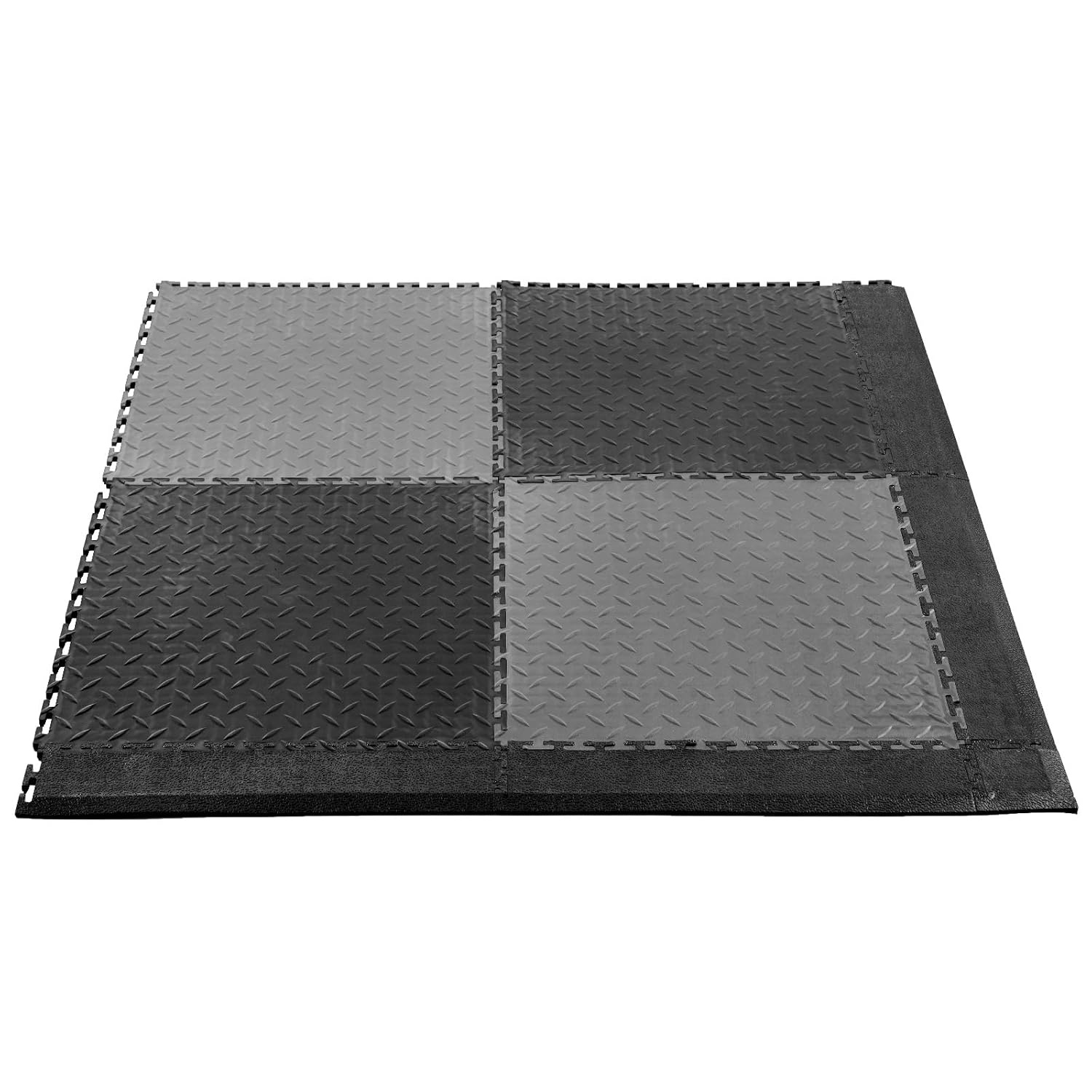 image:imageVEVOR Garage Floor Tiles 202 x 202 x 02 inch Interlocking Ease of Installation Diamond Plate SlipResistant Texture NonSlip Sturdiness for Garages Warehouse Tool Room Graphite Gray 8 PackBlack