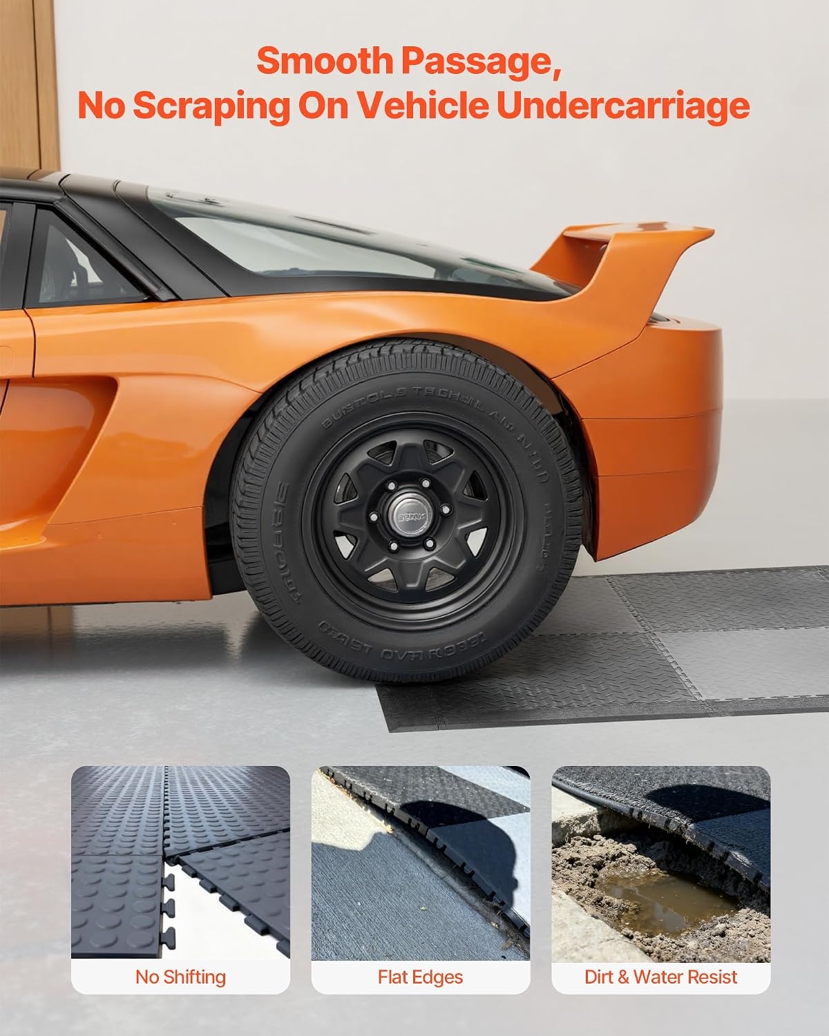 image:imageVEVOR Garage Floor Tiles 202 x 202 x 02 inch Interlocking Ease of Installation Diamond Plate SlipResistant Texture NonSlip Sturdiness for Garages Warehouse Tool Room Graphite Gray 8 PackBlack