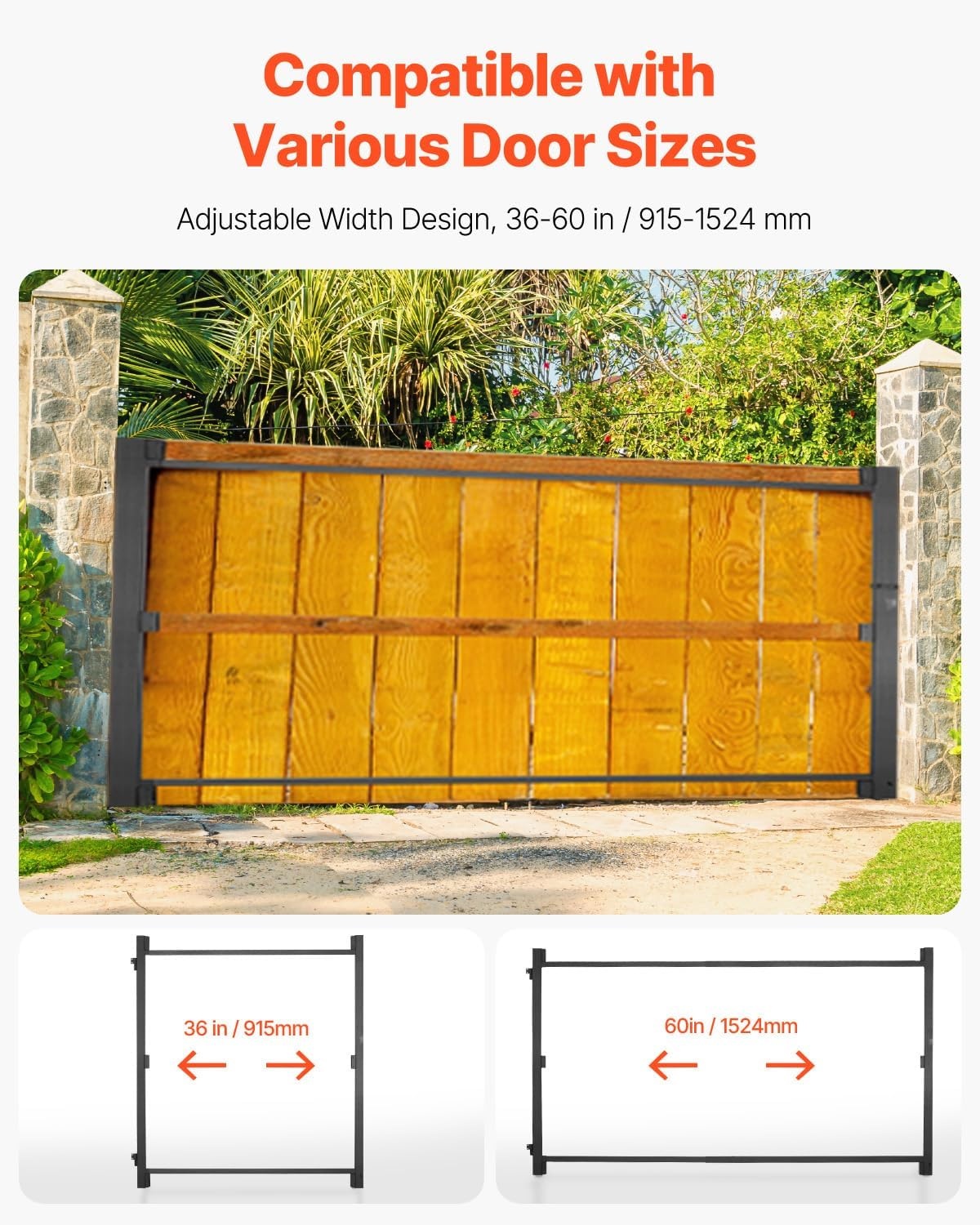 image:imageVEVOR Gate Building Kit Fits 60 to 96 in Wide Openings Up from 6 to 7 ft High Fence Adjustable Gate Building Kit Anti Sag Full Gate Frame Kit with Latch Lock Screw for Wooden Fence Iron Black3660 wide openings 67 high
