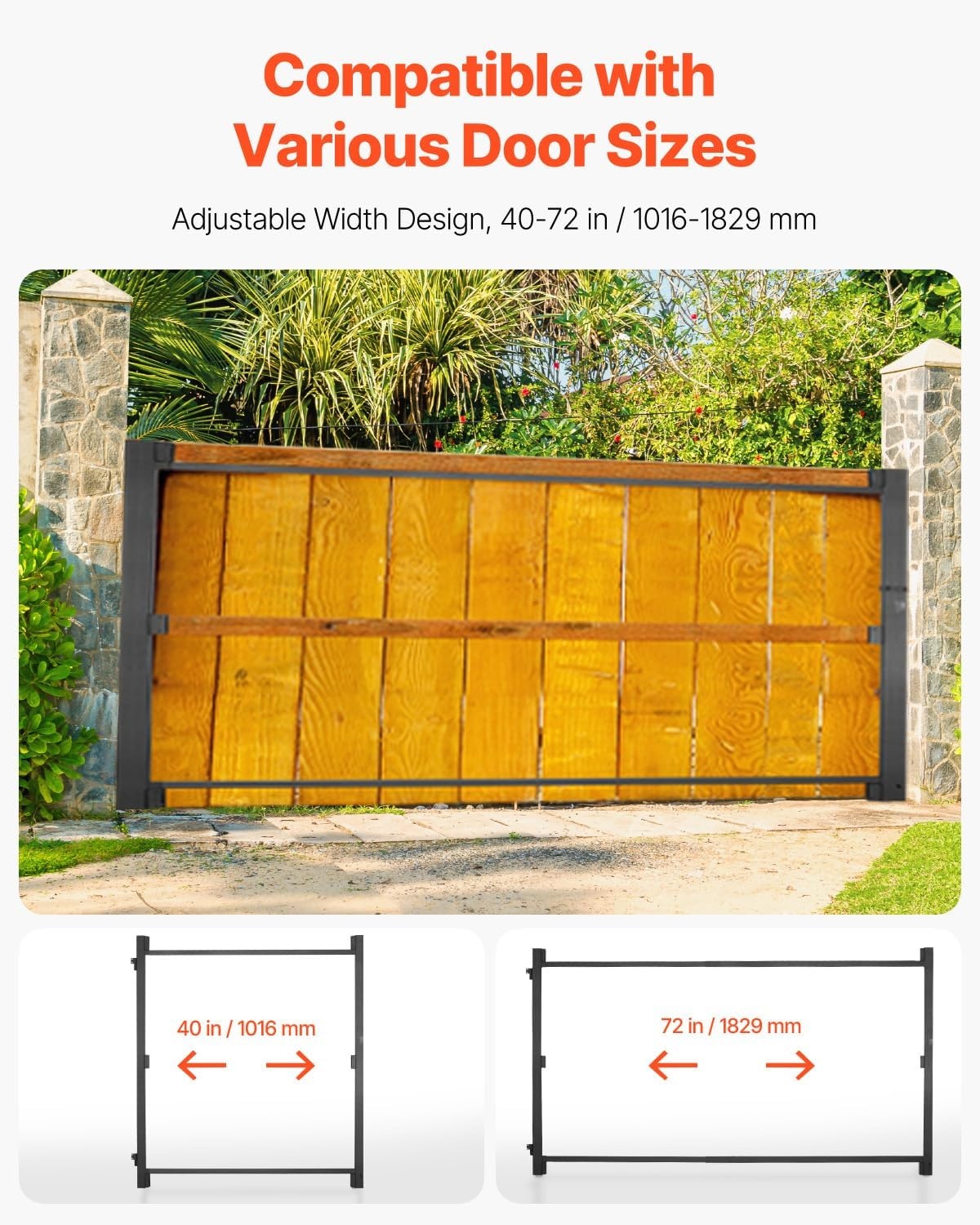 image:imageVEVOR Gate Building Kit Fits 60 to 96 in Wide Openings Up from 6 to 7 ft High Fence Adjustable Gate Building Kit Anti Sag Full Gate Frame Kit with Latch Lock Screw for Wooden Fence Iron Black4072 wide openings 45 high