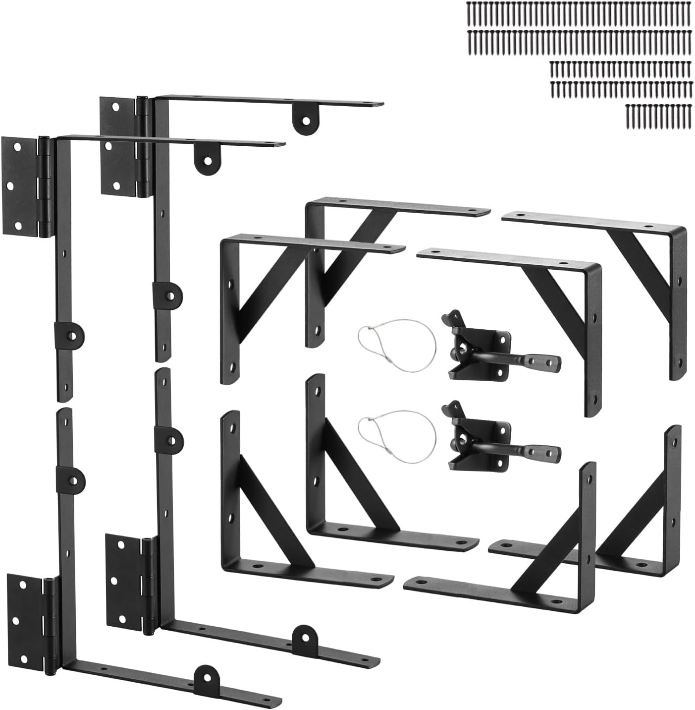 image:imageVEVOR Gate Corner Brace Bracket Anti Sag Gate Frame Hardware Kit Gate Frame Brace Bracket with Latch Lock Rope Latch Lock for Shed Doors Corral Gates Driveway Gates Wood Windows Iron Black2 Sets