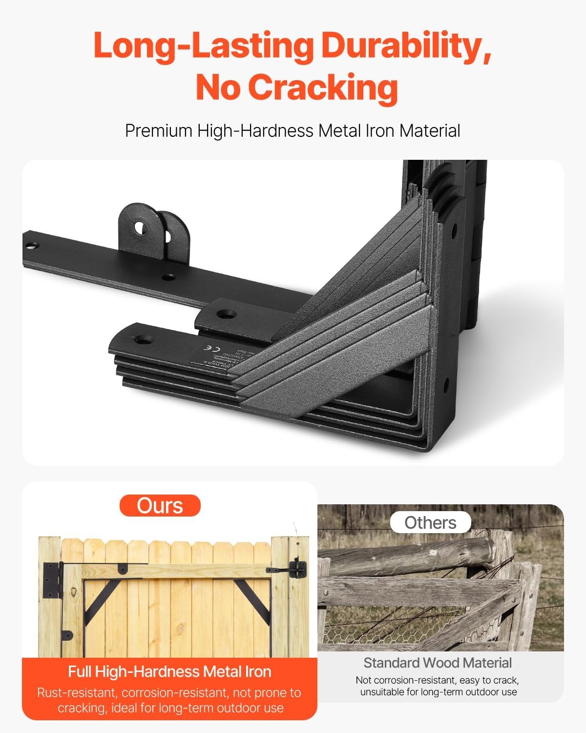 image:imageVEVOR Gate Corner Brace Bracket Anti Sag Gate Frame Hardware Kit Gate Frame Brace Bracket with Latch Lock Rope Latch Lock for Shed Doors Corral Gates Driveway Gates Wood Windows Iron Black2 Sets