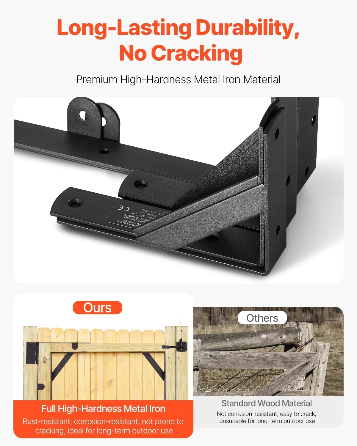 image:imageVEVOR Gate Corner Brace Bracket Anti Sag Gate Frame Hardware Kit Gate Frame Brace Bracket with Latch Lock Rope Latch Lock for Shed Doors Corral Gates Driveway Gates Wood Windows Iron Black1 Set