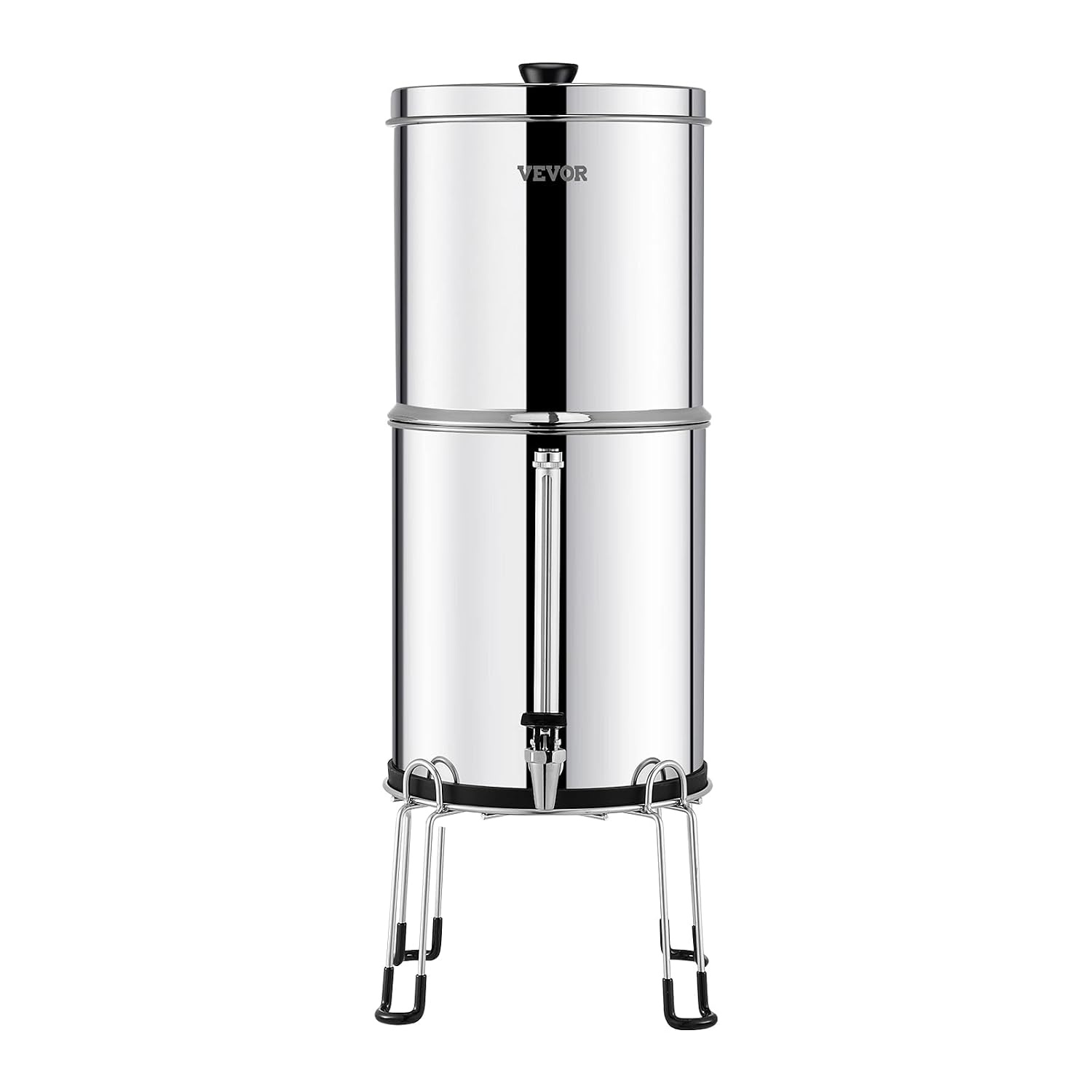 image:imageVEVOR Gravityfed Water Filter System 225G 304 StainlessSteel Countertop System Water Filtration System Reduces Lead and up to 99 of Chlorine with 2 Carbon Filters Water Level Spigot Stand