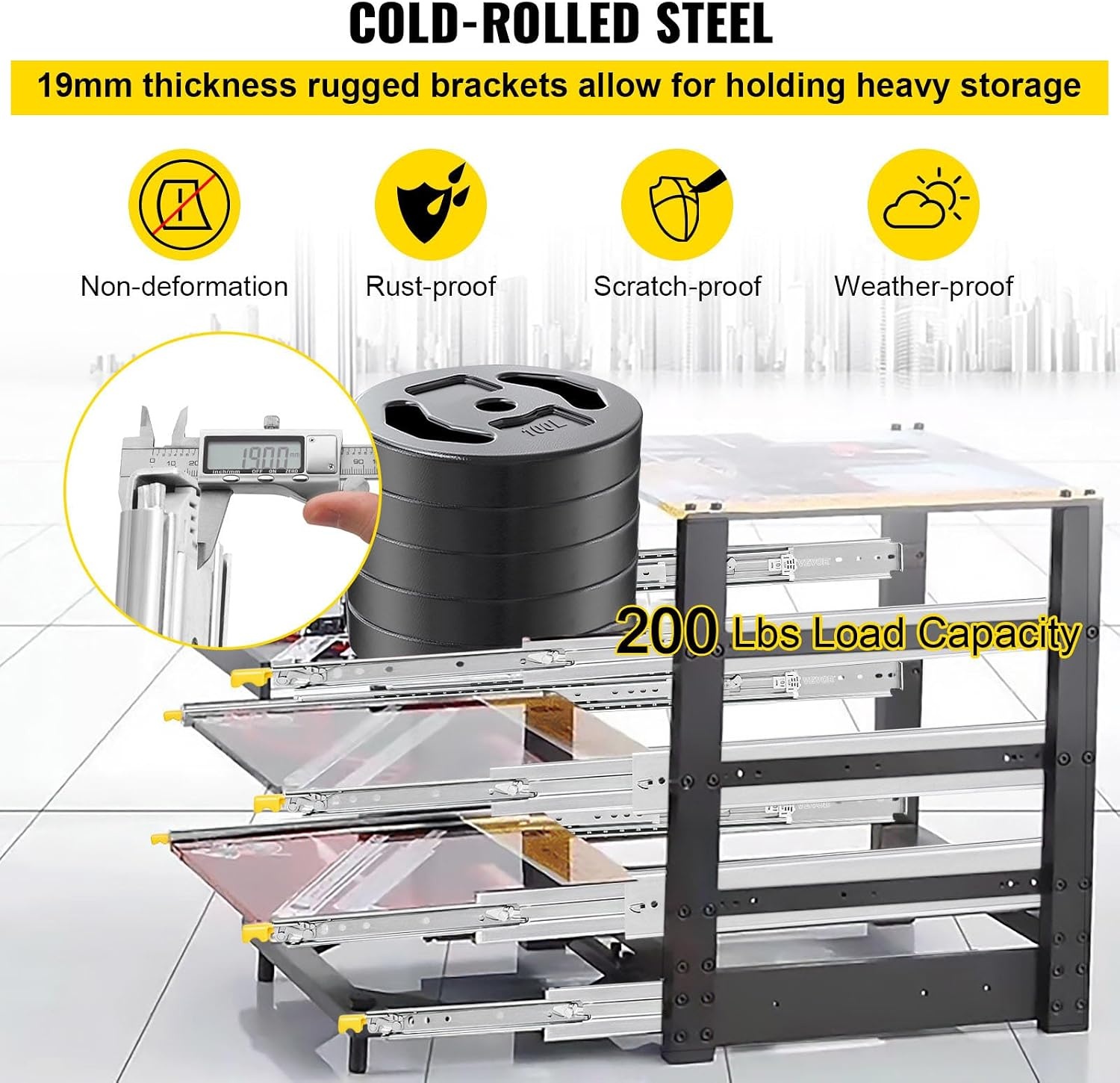 image:imageVEVOR Heavy Duty Drawer Slides 36 Inch 500 lb 1 Pair Full Extension Side Mount Ball Bearing Rails with Dual Lock for Industrial Cabinets Tool Chests and Workbenches56 inch