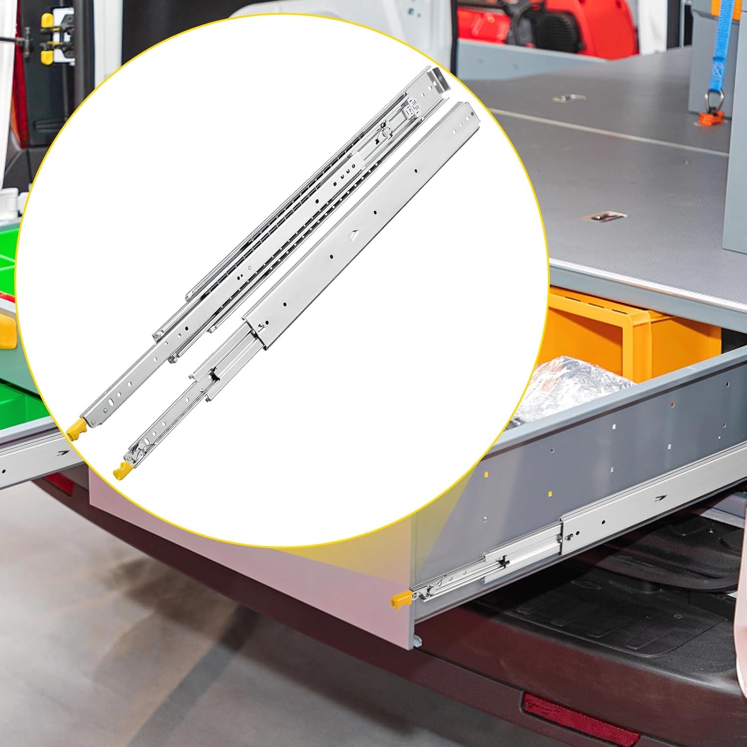 image:imageVEVOR Heavy Duty Drawer Slides 36 Inch 500 lb 1 Pair Full Extension Side Mount Ball Bearing Rails with Dual Lock for Industrial Cabinets Tool Chests and Workbenches56 inch