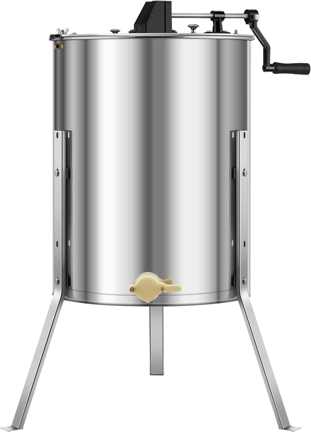 image:imageVEVOR Honey Extractor 24 Frame Stainless Steel Manual Beekeeping Extraction Honeycomb Drum Spinner with Transparent Lid Apiary Centrifuge Equipment with Height Adjustable Stand Silver8 Frame Rack4 Deep Frames
