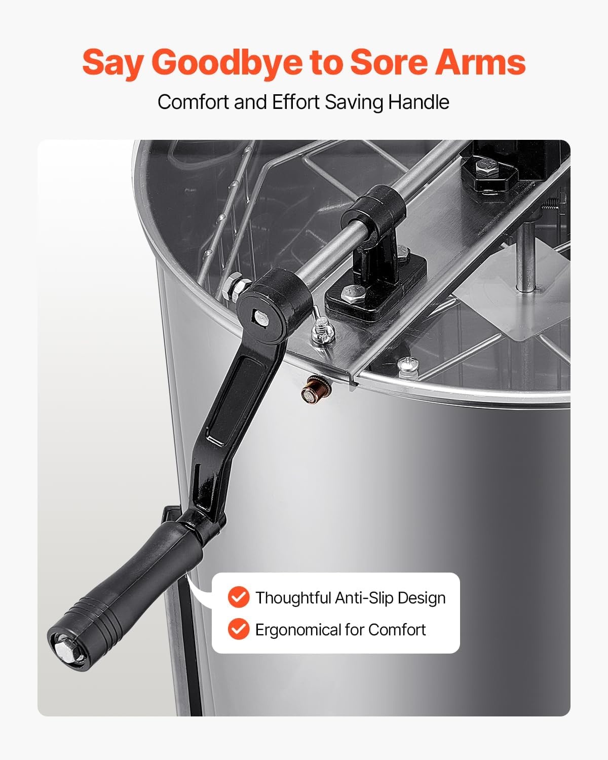 image:imageVEVOR Honey Extractor 24 Frame Stainless Steel Manual Beekeeping Extraction Honeycomb Drum Spinner with Transparent Lid Apiary Centrifuge Equipment with Height Adjustable Stand Silver8 Frame Rack4 Deep Frames