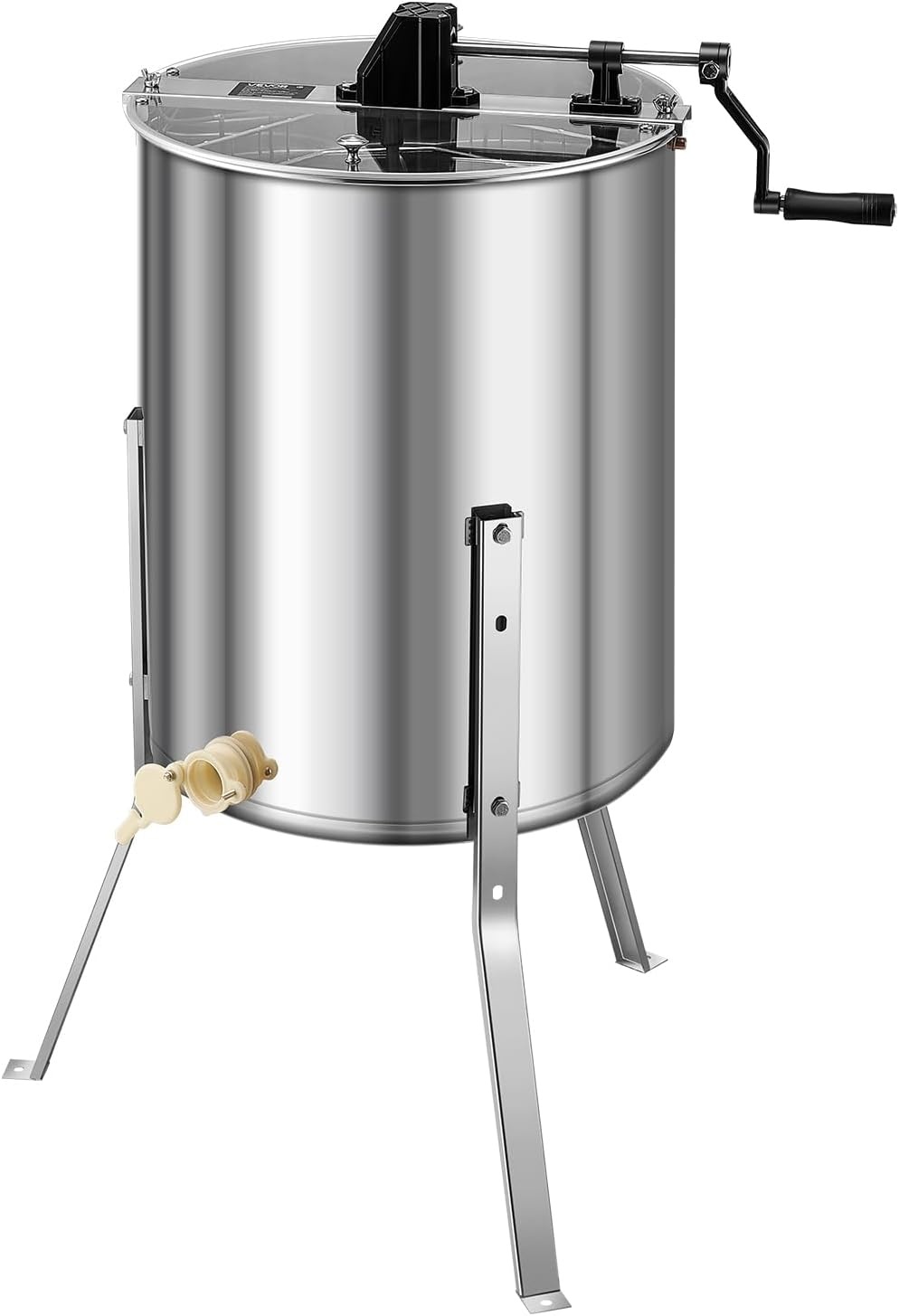 image:imageVEVOR Honey Extractor 24 Frame Stainless Steel Manual Beekeeping Extraction Honeycomb Drum Spinner with Transparent Lid Apiary Centrifuge Equipment with Height Adjustable Stand Silver8 Frame Rack4 Deep Frames