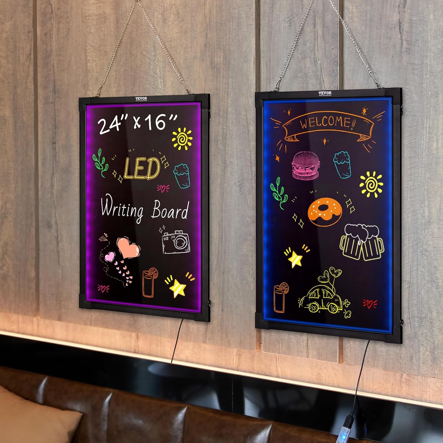 image:imageVEVOR LED Message Writing Board 16x12 Illuminated Erasable Lighted Chalkboard Neon Effect Menu Sign Board Drawing Board with 8 Fluorescent Chalk Markers and Remote Control for Home Wedding Shop16W x 24H