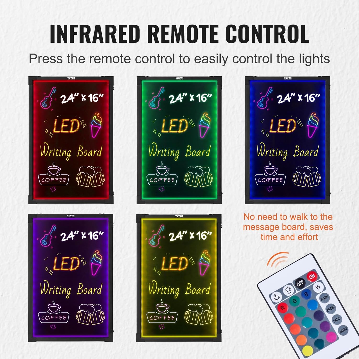 image:imageVEVOR LED Message Writing Board 16x12 Illuminated Erasable Lighted Chalkboard Neon Effect Menu Sign Board Drawing Board with 8 Fluorescent Chalk Markers and Remote Control for Home Wedding Shop16W x 24H
