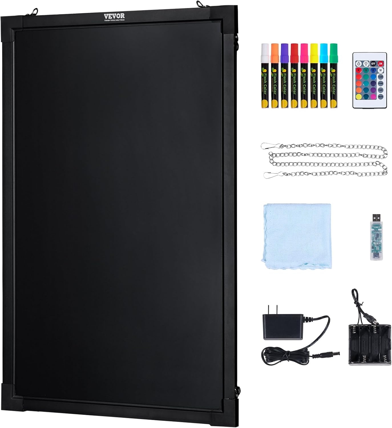 image:imageVEVOR LED Message Writing Board 16x12 Illuminated Erasable Lighted Chalkboard Neon Effect Menu Sign Board Drawing Board with 8 Fluorescent Chalk Markers and Remote Control for Home Wedding Shop16W x 24H