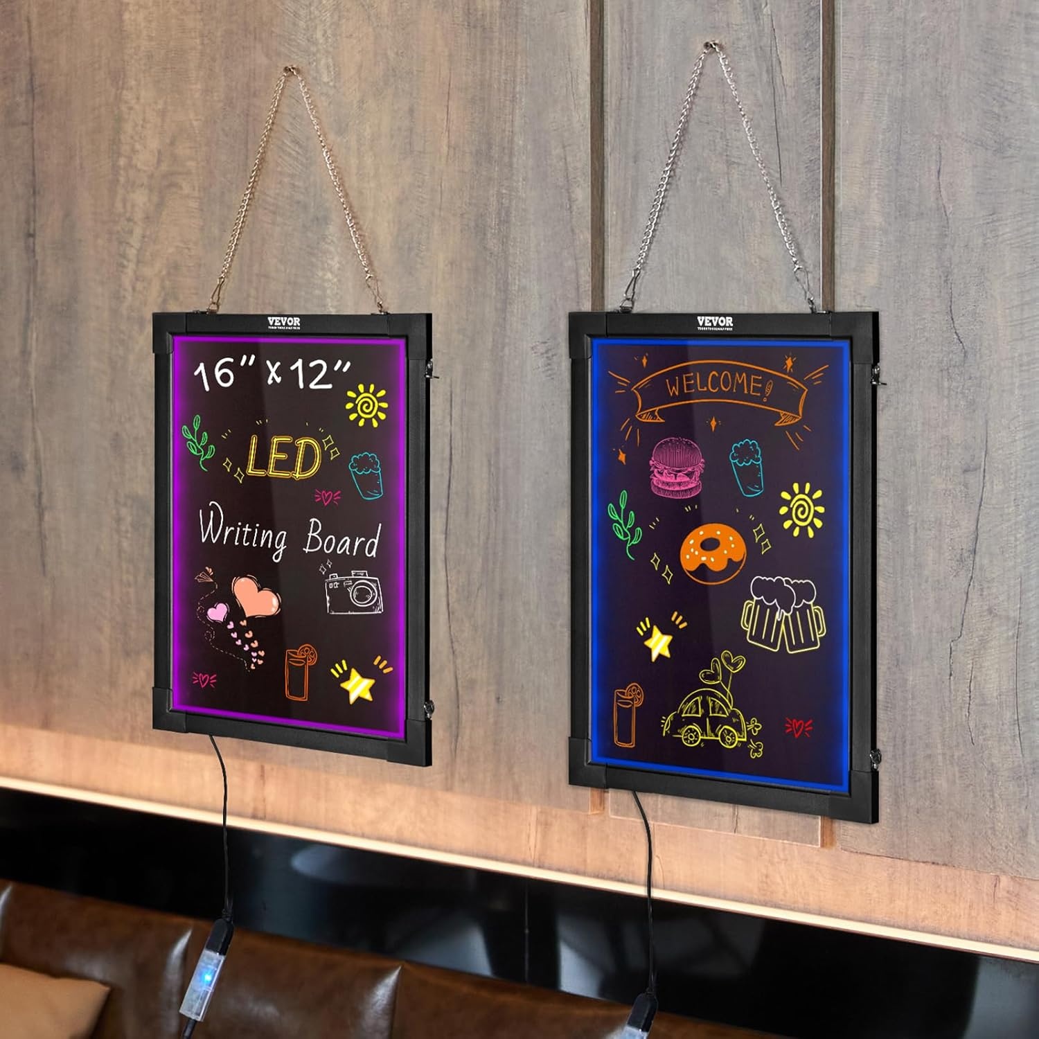 image:imageVEVOR LED Message Writing Board 16x12 Illuminated Erasable Lighted Chalkboard Neon Effect Menu Sign Board Drawing Board with 8 Fluorescent Chalk Markers and Remote Control for Home Wedding Shop12W x 159H