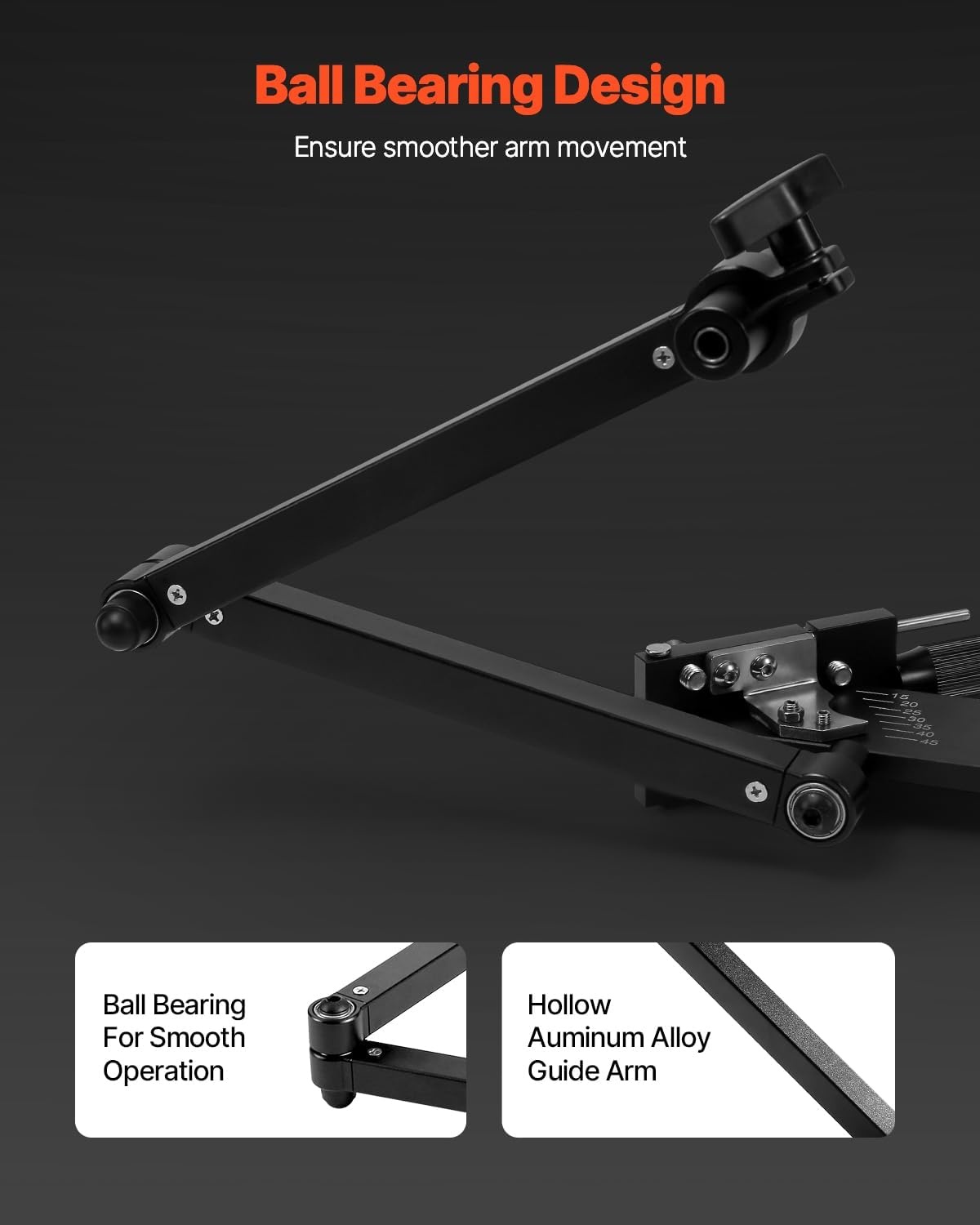 image:imageVEVOR Lawn Mower Blade Sharpener 15 45 Adjustable Lawnmower Blade Sharpening Tool with 4 Adapter Pins Ball Bearing Design amp 25mm Enlarged Handle Compatible with Most Angle GrindersNo balancer