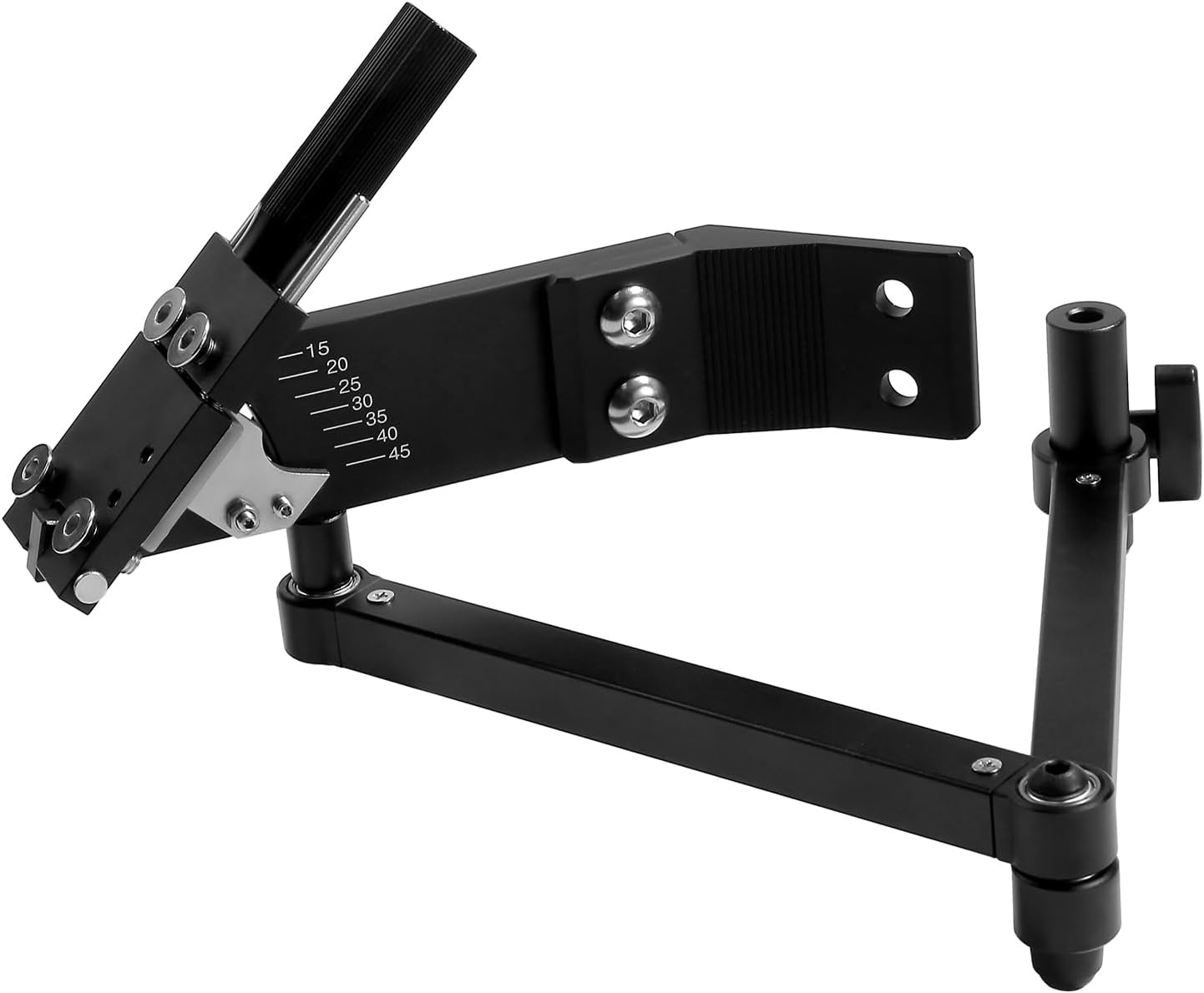 image:imageVEVOR Lawn Mower Blade Sharpener 15 45 Adjustable Lawnmower Blade Sharpening Tool with 4 Adapter Pins Ball Bearing Design amp 25mm Enlarged Handle Compatible with Most Angle GrindersNo balancer