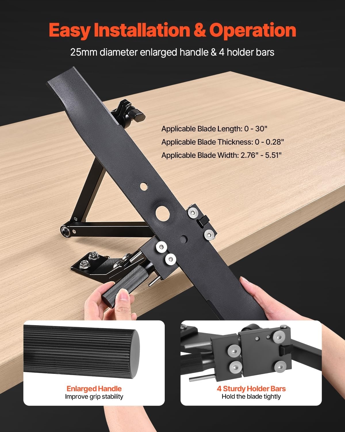 image:imageVEVOR Lawn Mower Blade Sharpener 15 45 Adjustable Lawnmower Blade Sharpening Tool with 4 Adapter Pins Ball Bearing Design amp 25mm Enlarged Handle Compatible with Most Angle GrindersNo balancer