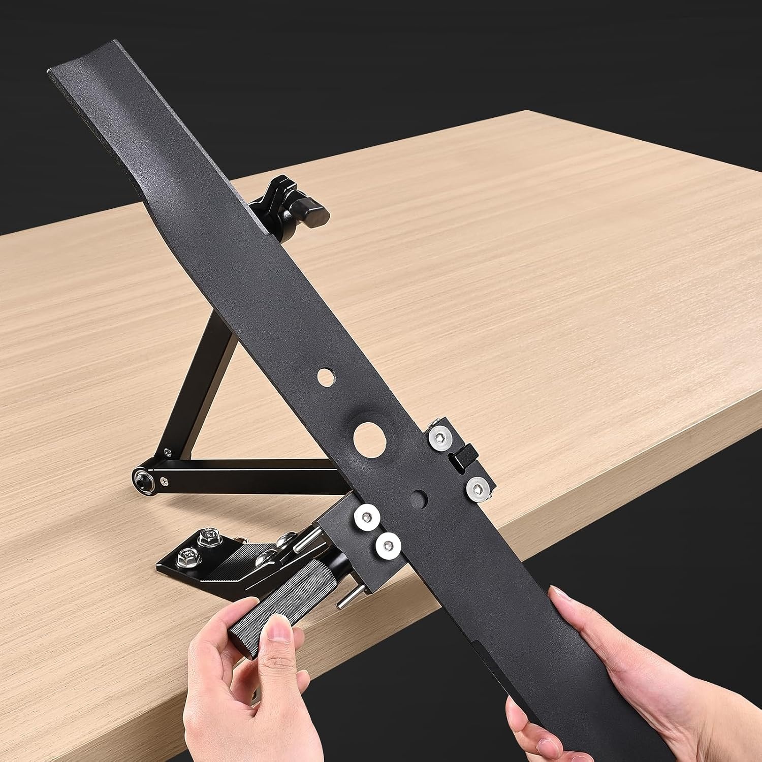 image:imageVEVOR Lawn Mower Blade Sharpener 15 45 Adjustable Lawnmower Blade Sharpening Tool with 4 Adapter Pins Ball Bearing Design amp 25mm Enlarged Handle Compatible with Most Angle GrindersNo balancer