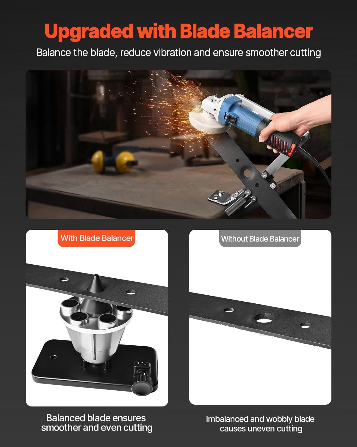 image:imageVEVOR Lawn Mower Blade Sharpener 15 45 Adjustable Lawnmower Blade Sharpening Tool with 4 Adapter Pins Ball Bearing Design amp 25mm Enlarged Handle Compatible with Most Angle GrindersWith balancer
