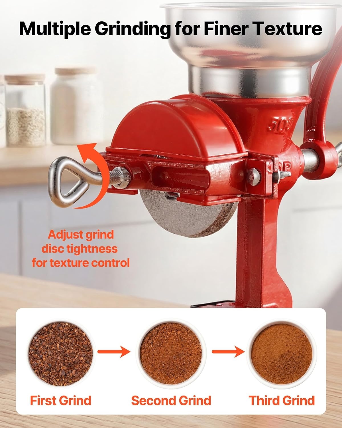image:imageVEVOR Manual Grain Mill with Low Hopper HandCrank Corn Grinder Heavy Duty Cast Iron Wheat Grinding Mill with Stable Table Clamp amp Dust Cover for Grains Spices Coffee Beans Nuts