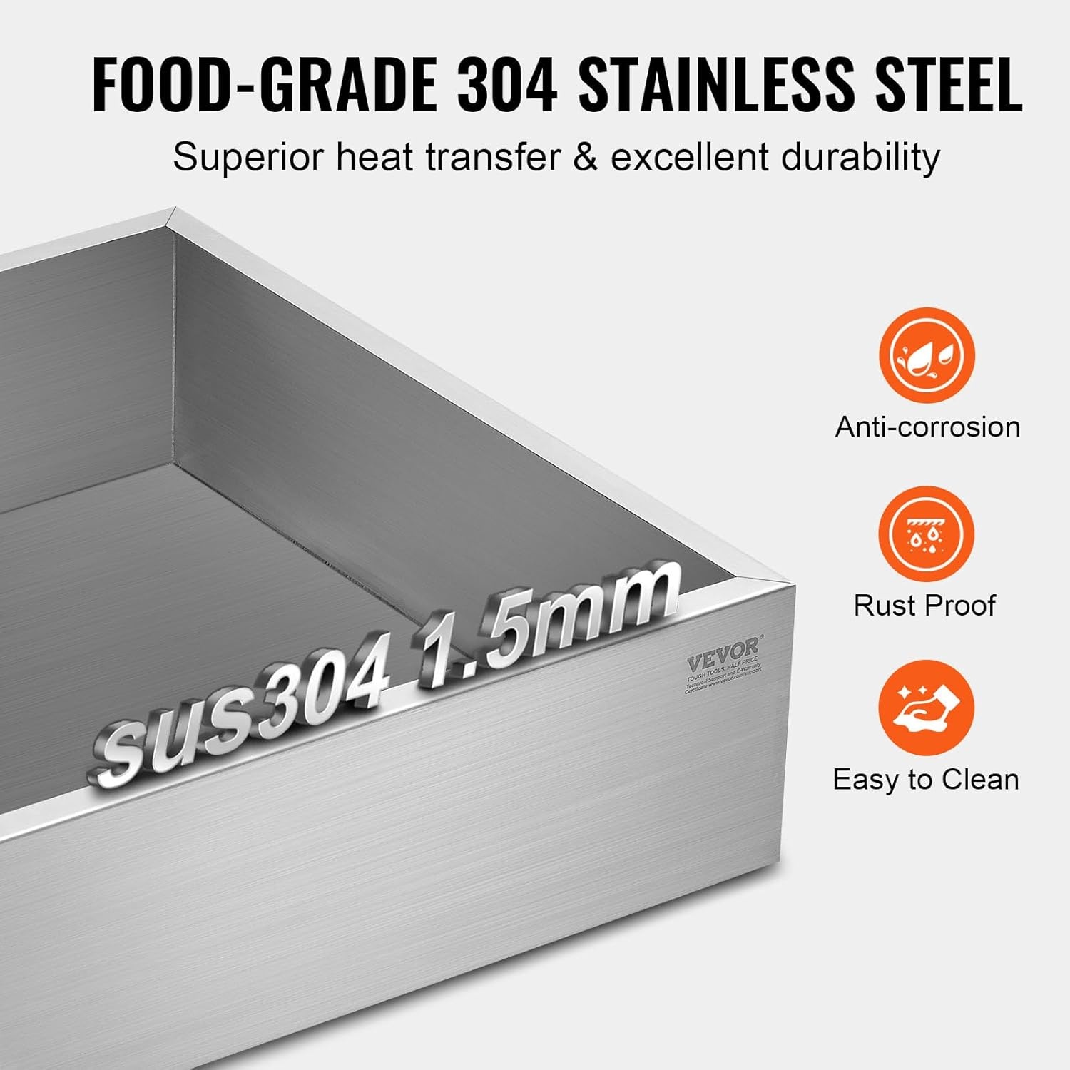 image:imageVEVOR Maple Syrup Evaporator Pan 249 Gal 24 x 24 x 10 Inch Maple Syrup 304 Stainless Steel Maple Syrup Pan Evaporator Pan with 1 Valve and 3 Heating Methods for Home Outdoor24 x 24 x 7 Inch