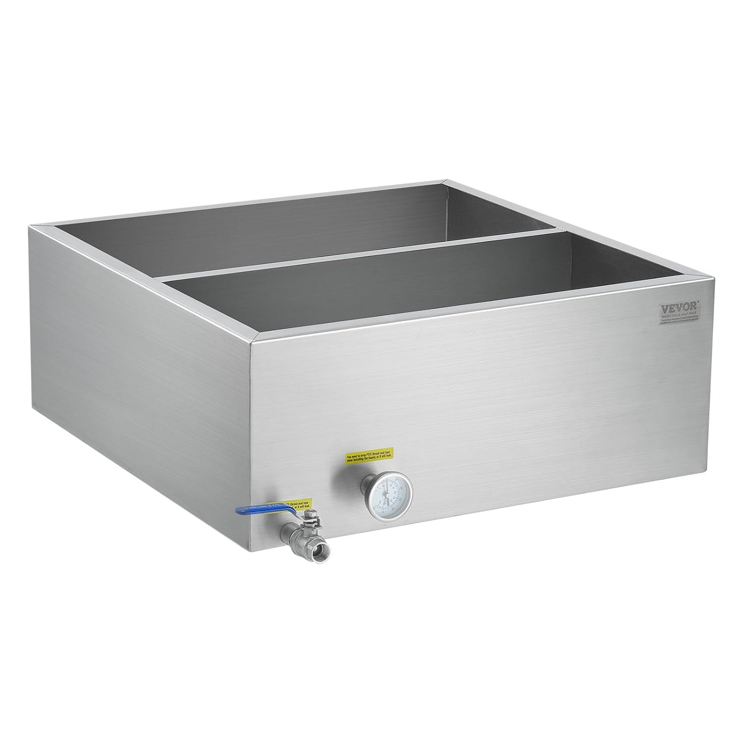 image:imageVEVOR Maple Syrup Evaporator Pan 249 Gal 24 x 24 x 10 Inch Maple Syrup 304 Stainless Steel Maple Syrup Pan Evaporator Pan with 1 Valve and 3 Heating Methods for Home Outdoor24 x 24 x 95 Inch