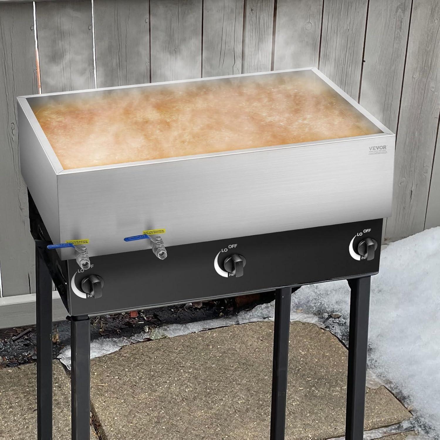 image:imageVEVOR Maple Syrup Evaporator Pan 249 Gal 24 x 24 x 10 Inch Maple Syrup 304 Stainless Steel Maple Syrup Pan Evaporator Pan with 1 Valve and 3 Heating Methods for Home Outdoor36 x 24 x 95 Inch