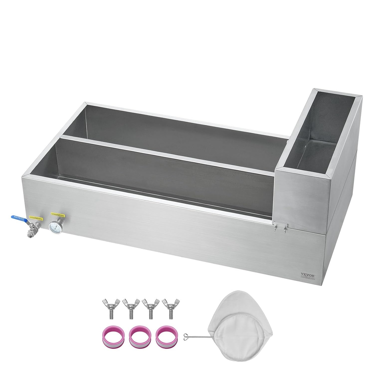 image:imageVEVOR Maple Syrup Evaporator Pan 249 Gal 24 x 24 x 10 Inch Maple Syrup 304 Stainless Steel Maple Syrup Pan Evaporator Pan with 1 Valve and 3 Heating Methods for Home Outdoor47 x 24 x 96 Inch