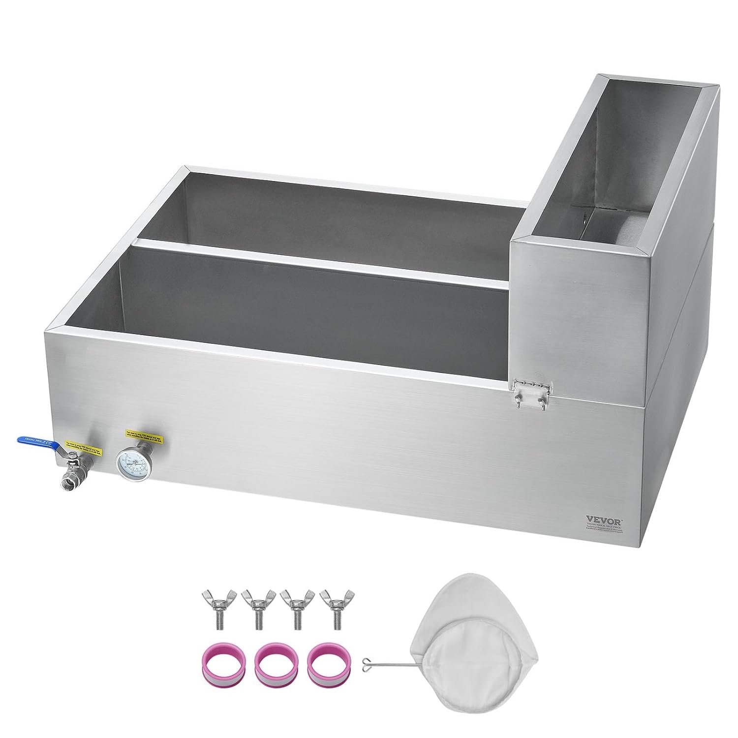 image:imageVEVOR Maple Syrup Evaporator Pan 249 Gal 24 x 24 x 10 Inch Maple Syrup 304 Stainless Steel Maple Syrup Pan Evaporator Pan with 1 Valve and 3 Heating Methods for Home Outdoor36 x 24 x 93 Inch