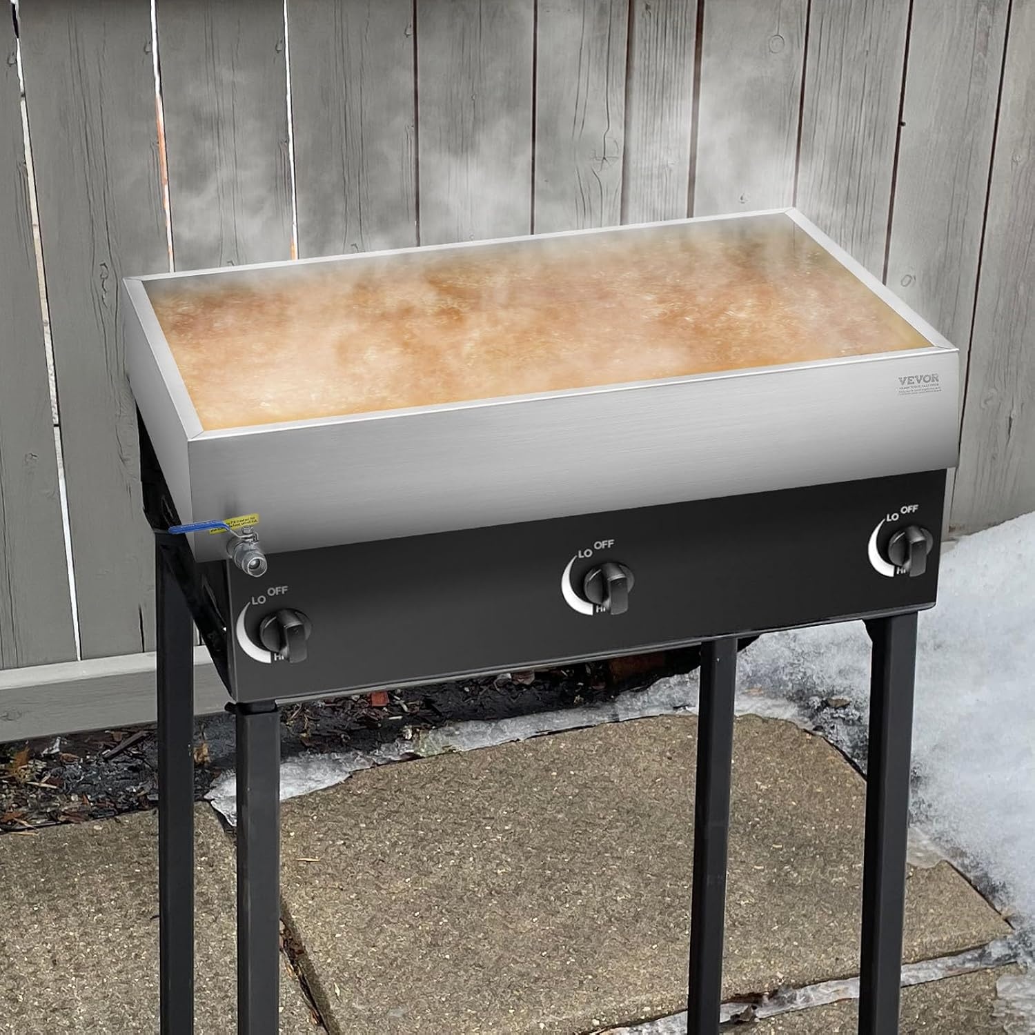 image:imageVEVOR Maple Syrup Evaporator Pan 249 Gal 24 x 24 x 10 Inch Maple Syrup 304 Stainless Steel Maple Syrup Pan Evaporator Pan with 1 Valve and 3 Heating Methods for Home Outdoor30 x 24 x 6 Inch