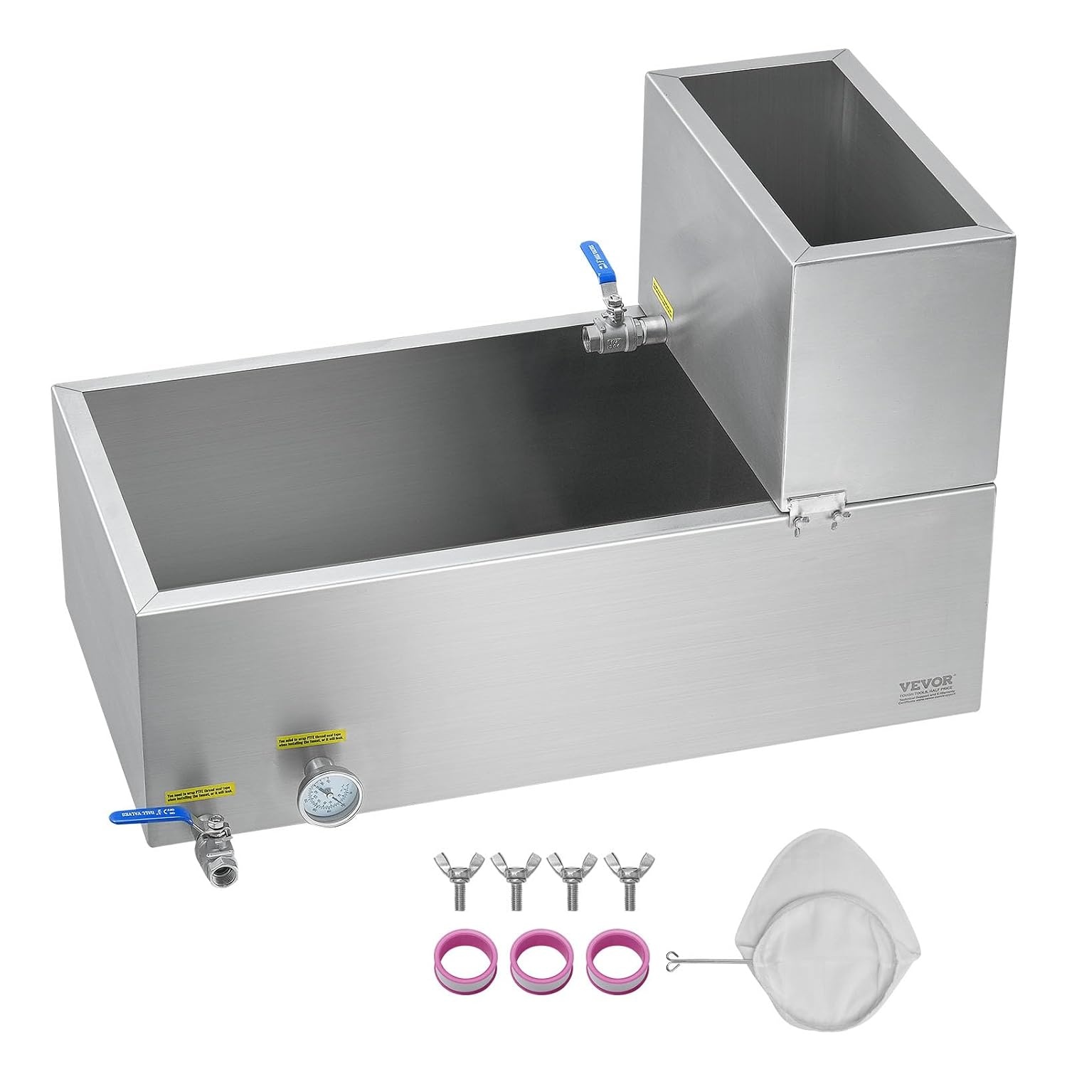 image:imageVEVOR Maple Syrup Evaporator Pan 249 Gal 24 x 24 x 10 Inch Maple Syrup 304 Stainless Steel Maple Syrup Pan Evaporator Pan with 1 Valve and 3 Heating Methods for Home Outdoor30 x 16 x 95 Inch