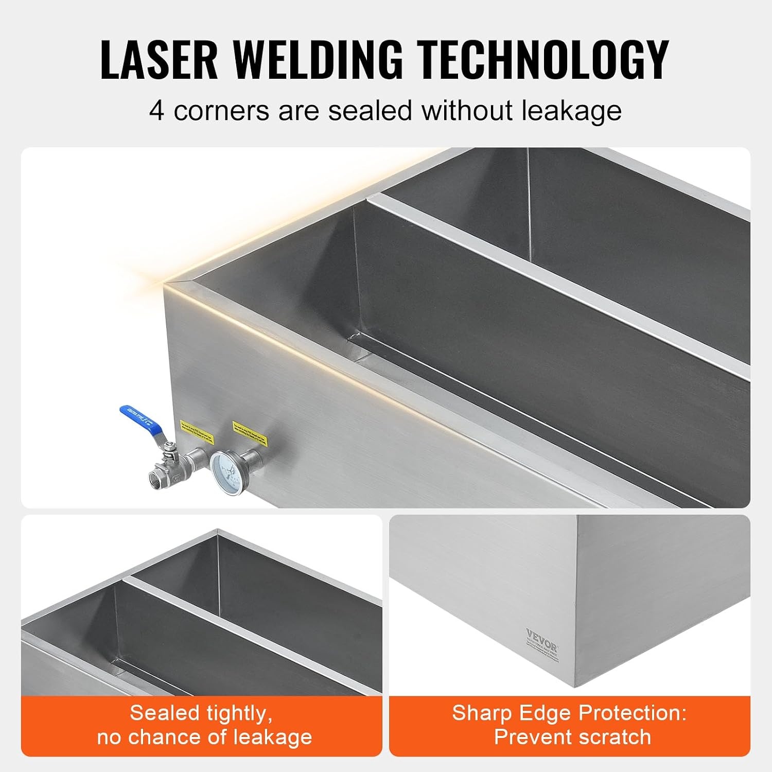 image:imageVEVOR Maple Syrup Evaporator Pan 249 Gal 24 x 24 x 10 Inch Maple Syrup 304 Stainless Steel Maple Syrup Pan Evaporator Pan with 1 Valve and 3 Heating Methods for Home Outdoor47 x 24 x 96 Inch