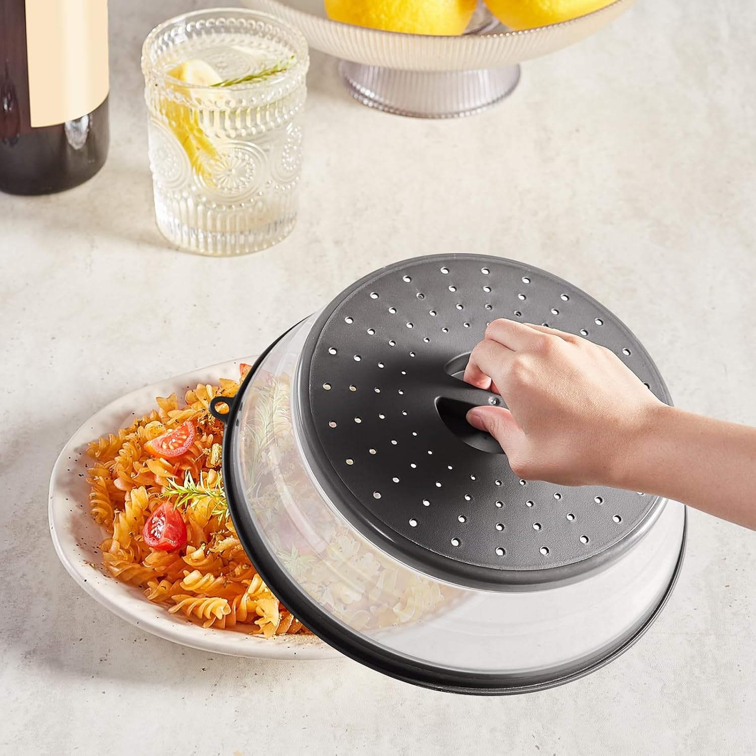 image:imageVEVOR Microwave Splatter Covers 2 Pack 104 Collapsible Microwave Lid for Food 300F HeatResistant PP Splatter Guard for Plate Dish MultiUse Kitchen Colander Gadget for Washing Fruits Vegetables2 Pack