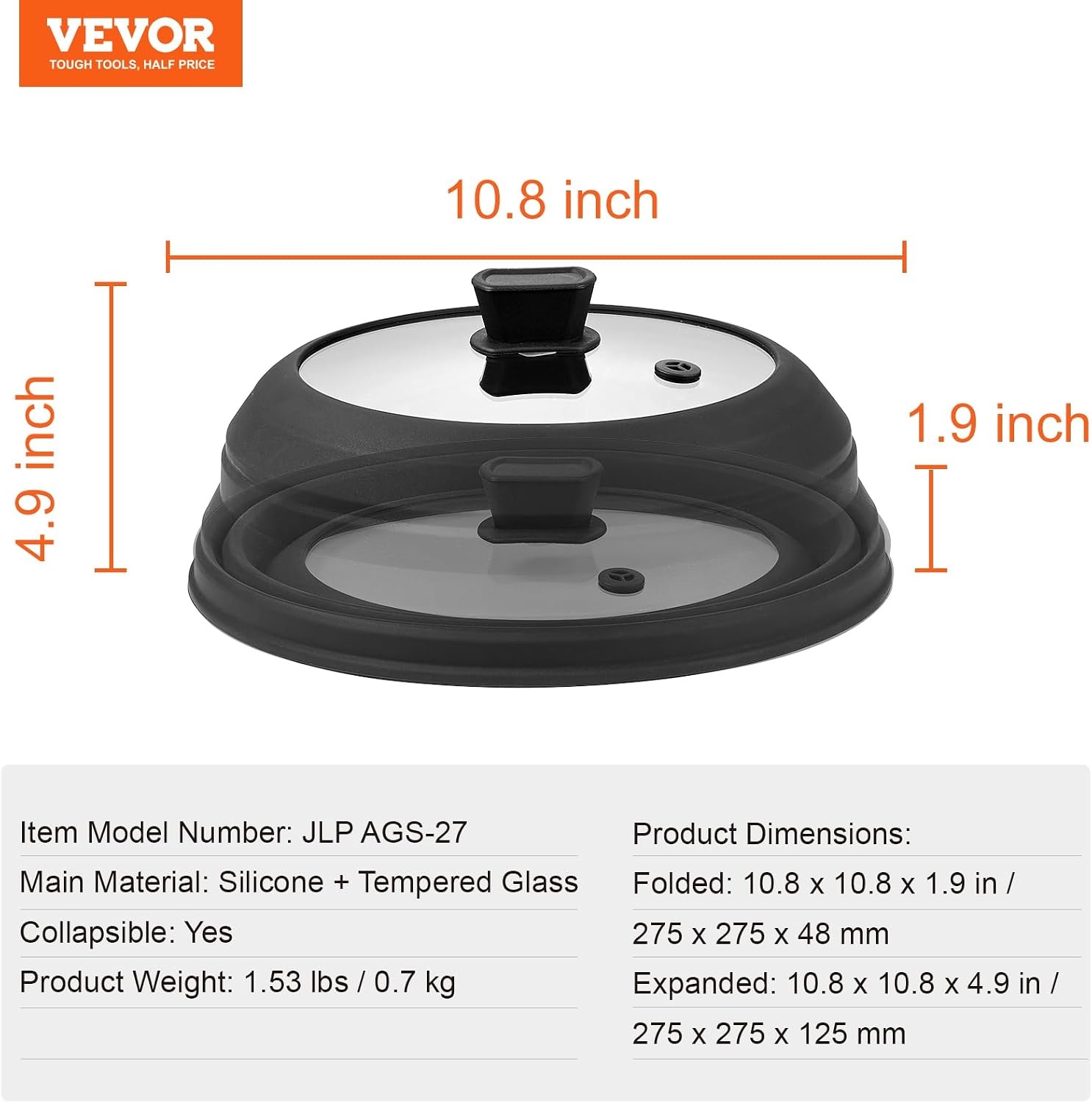 image:imageVEVOR Microwave Splatter Covers 2 Pack 104 Collapsible Microwave Lid for Food 300F HeatResistant PP Splatter Guard for Plate Dish MultiUse Kitchen Colander Gadget for Washing Fruits Vegetables1 Pack