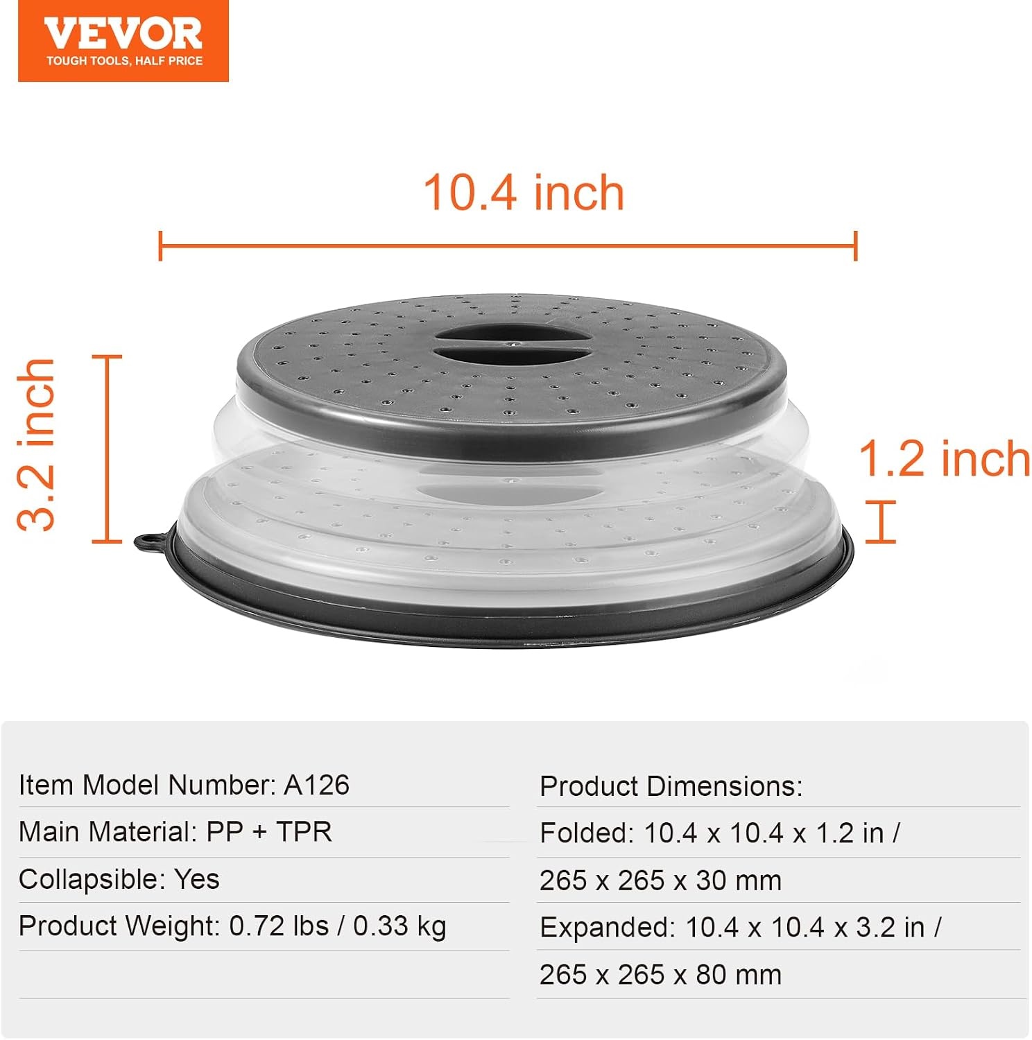 image:imageVEVOR Microwave Splatter Covers 2 Pack 104 Collapsible Microwave Lid for Food 300F HeatResistant PP Splatter Guard for Plate Dish MultiUse Kitchen Colander Gadget for Washing Fruits Vegetables2 Pack