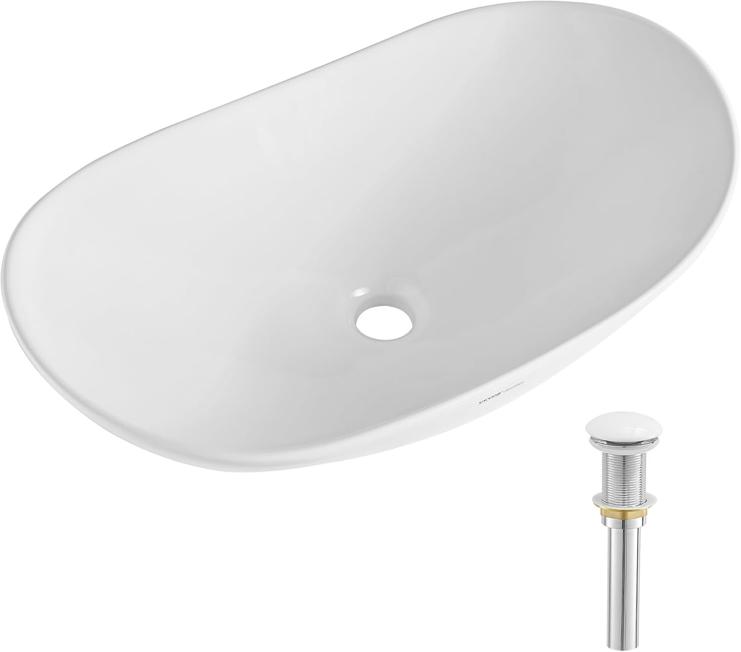image:imageVEVOR Oval Vessel Sink 16 x 134 Bathroom Vessel Sink Bowl Countertop White Ceramic Bathroom Sinks Above Counter Bowl Sink with Modern Style WellPackaged for Bathroom Hotel Toilet RV233 x 142 Oval