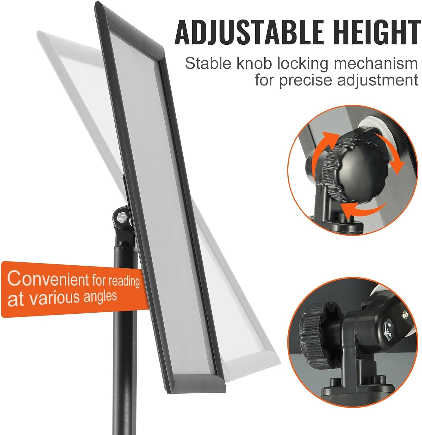 image:imageVEVOR Pedestal Sign Holder 11 x 17 Inch Vertical and Horizontal Adjustable Poster Stand HeavyDuty Floor Standing Sign Holder with Metal Base for Display Advertisement and Outdoor Black11 x 17 Inch
