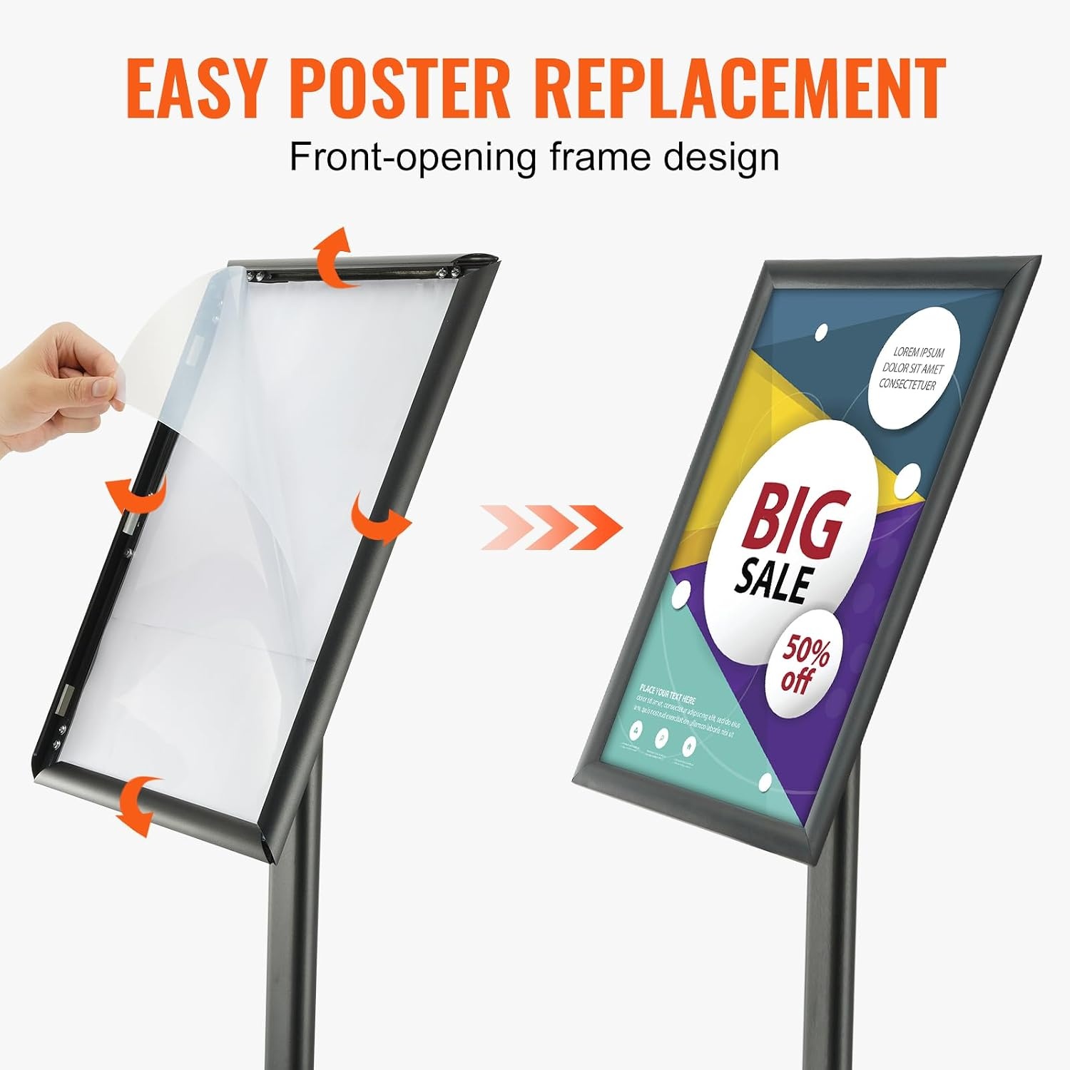image:imageVEVOR Pedestal Sign Holder 11 x 17 Inch Vertical and Horizontal Adjustable Poster Stand HeavyDuty Floor Standing Sign Holder with Metal Base for Display Advertisement and Outdoor Black11 x 17 Inch