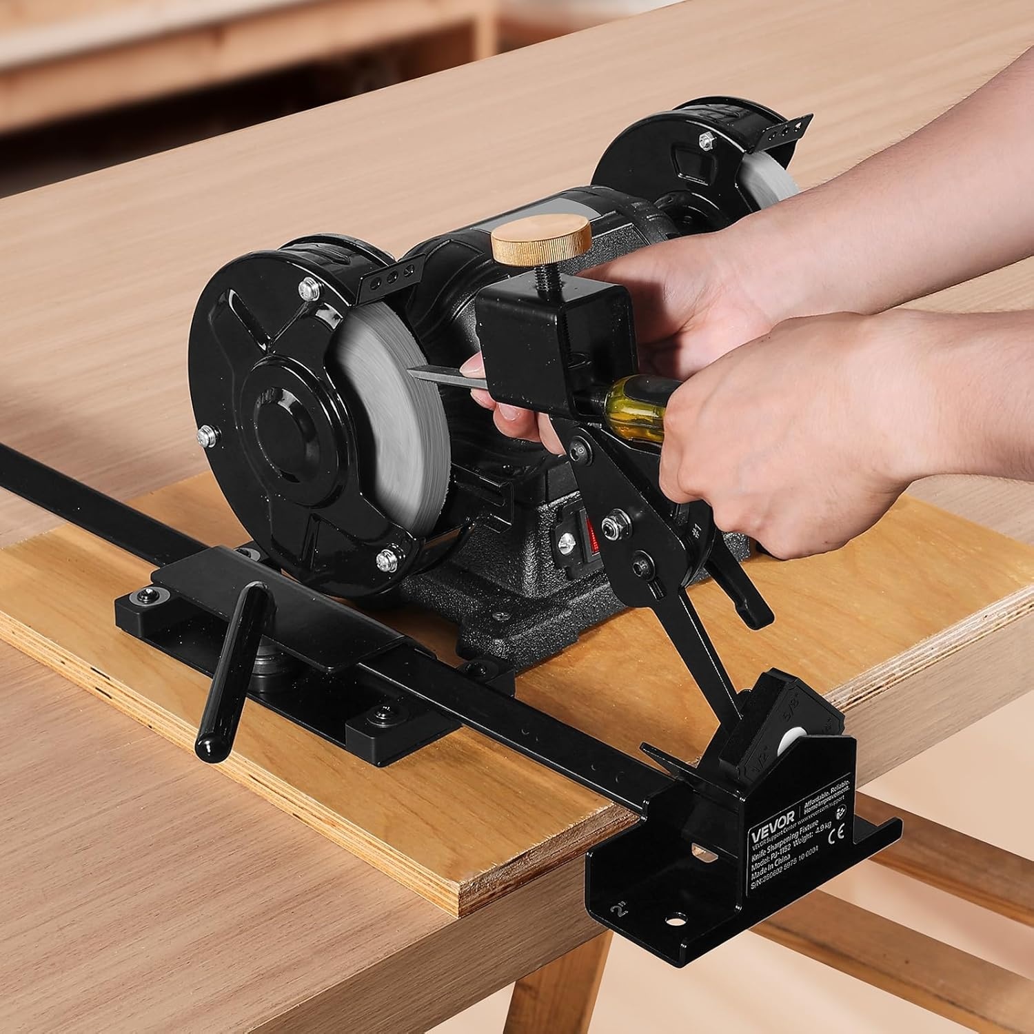 image:imageVEVOR Pro Grind Sharpening System MultiGrind Sharpening Jig for 6 amp 8 Bench Grinder with Platform Jig Tool Rest Bar Setup Block Miter Slide Micro Bevel Block for Chisels Woodturning ToolsSharpening System14pcs