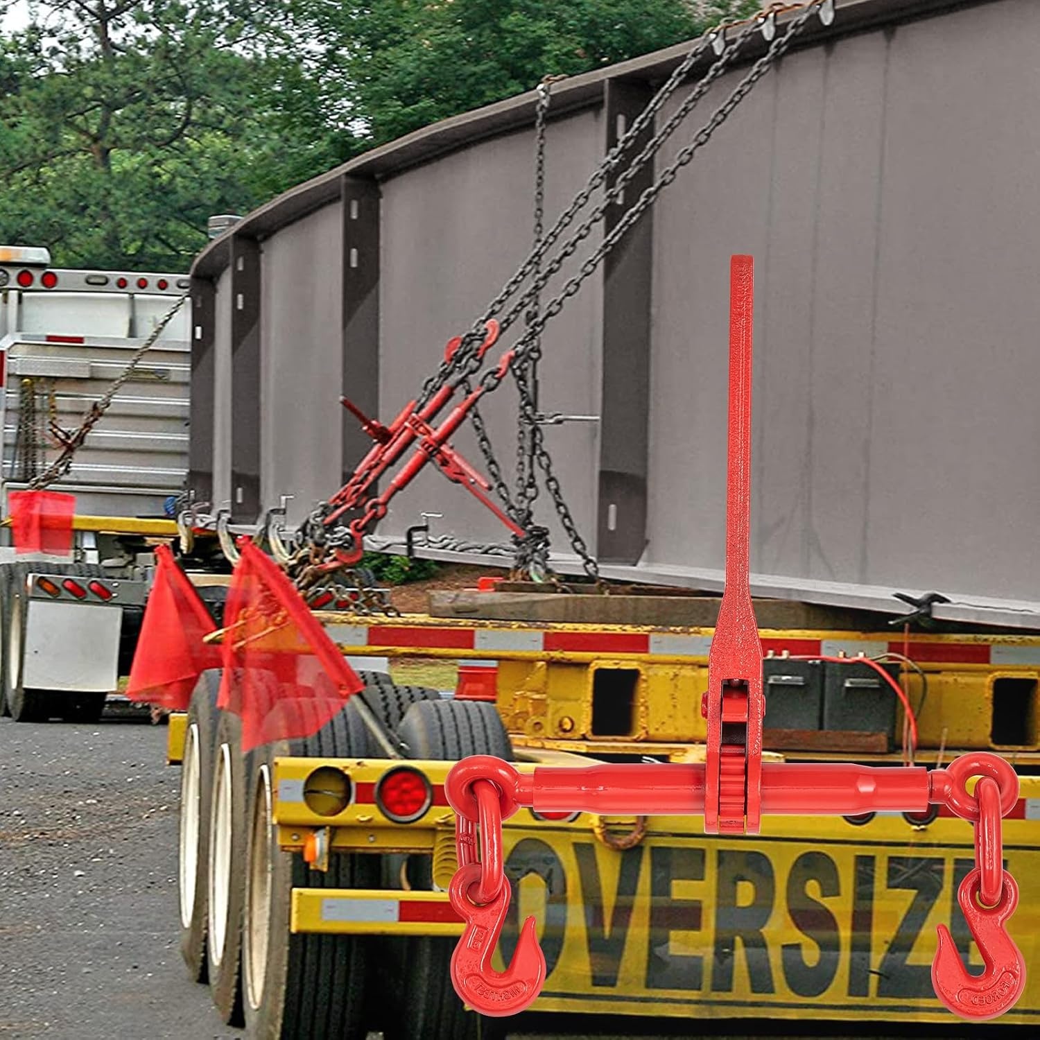 image:imageVEVOR Ratchet Chain Binder 51638 7100 lbs Load Limit amp 4100 lbs G80 Chain Heavy Duty Load Binders Detachable AntiSkid Handle Tie Down Hauling Chain Binders for Flatbed Truck Trailer 4 Set4P 21ft