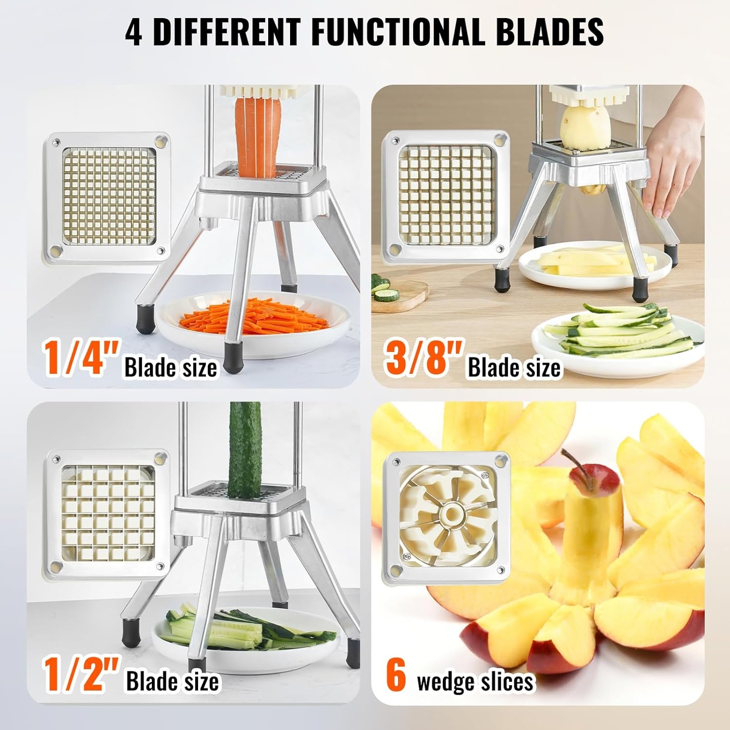 image:imageVEVOR Replacement Chopper Blade 14 inch 3 PCS French Fry Blade Assembly with 6 Extra Knives Stainless Steel Dicer Parts and Push Block for Cutting Potatoes Carrots Onions Cucumbers Mushrooms866 x 866 x 1969